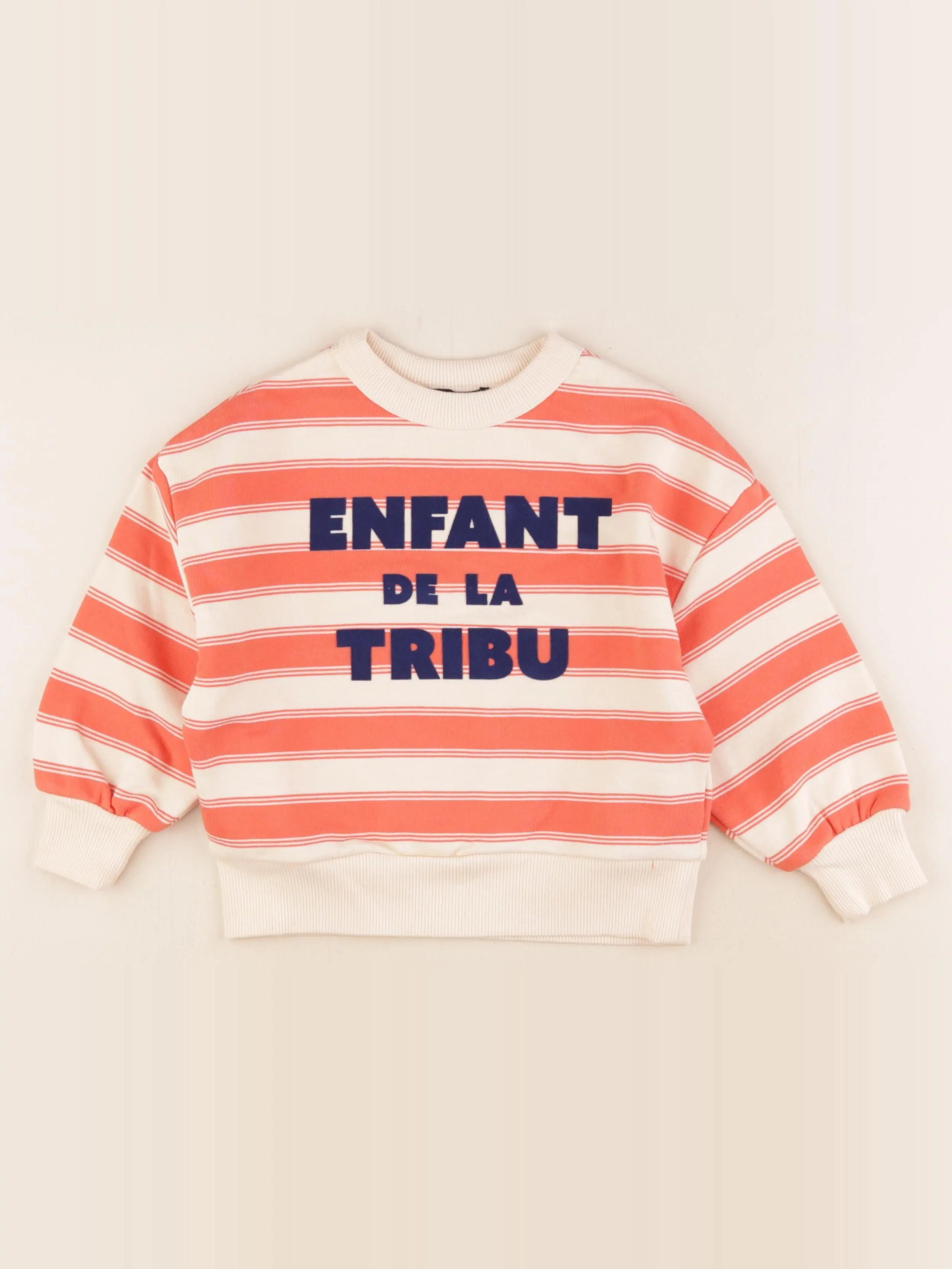 Monoprix - sweat beige, orange - 4 ans