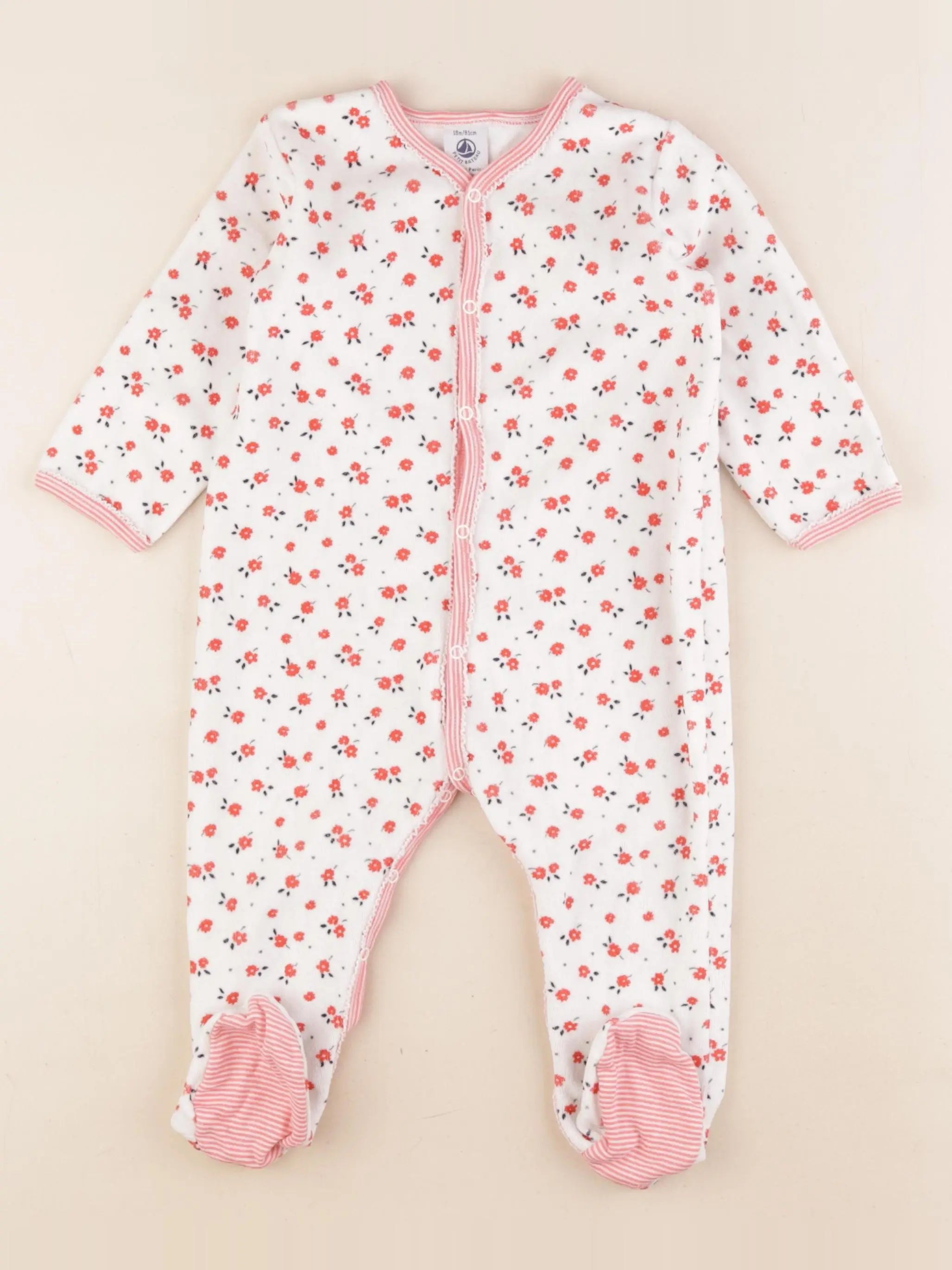 Petit Bateau - pyjama velours blanc - 18 mois