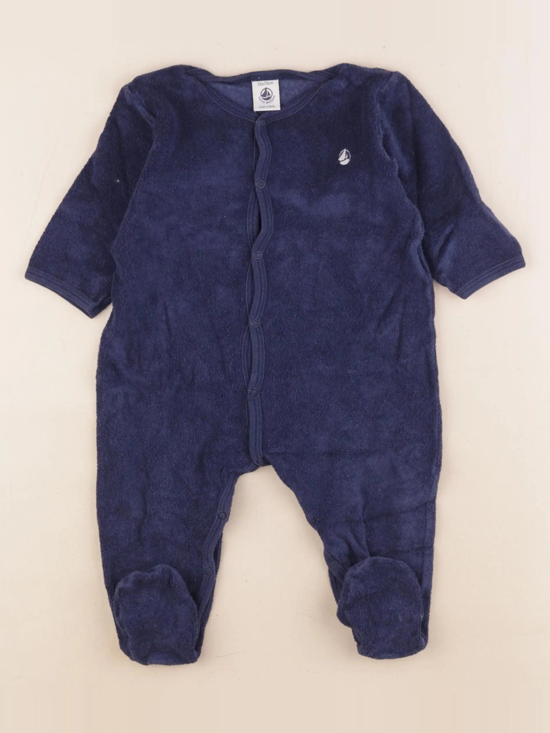 Petit Bateau - pyjama éponge coton bleu - 1 an