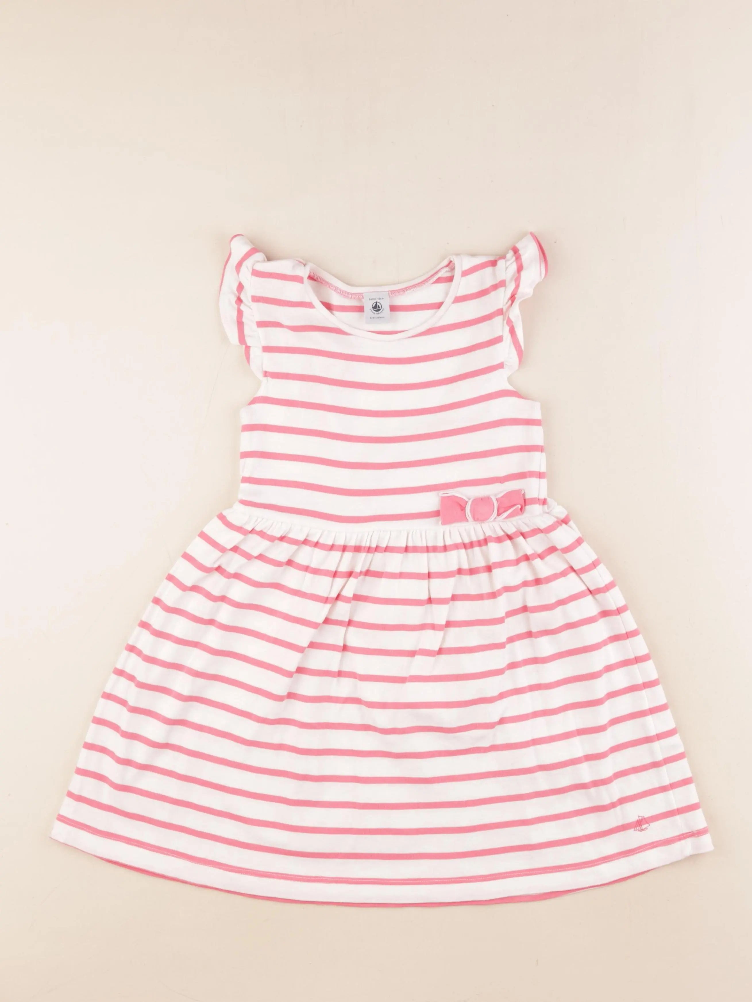 Petit Bateau - robe blanc, rose - 6 ans