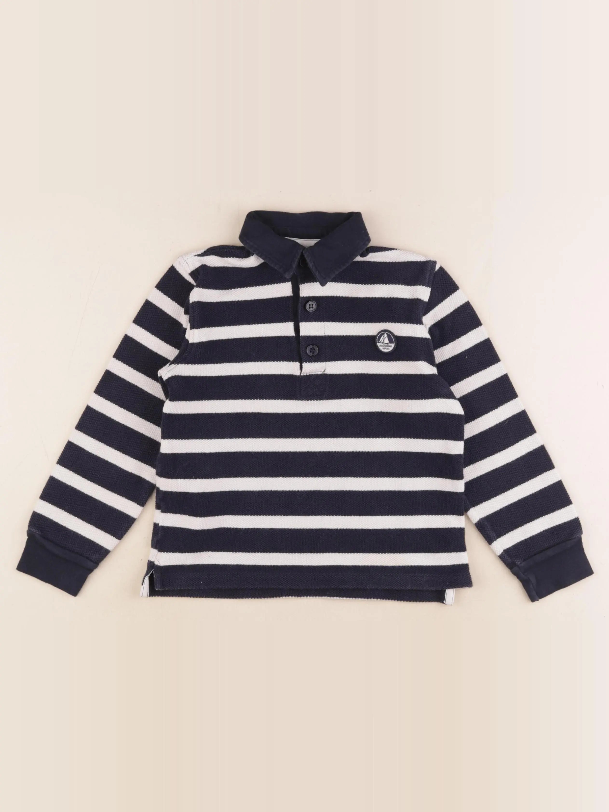 Petit Bateau - polo bleu - 6 ans