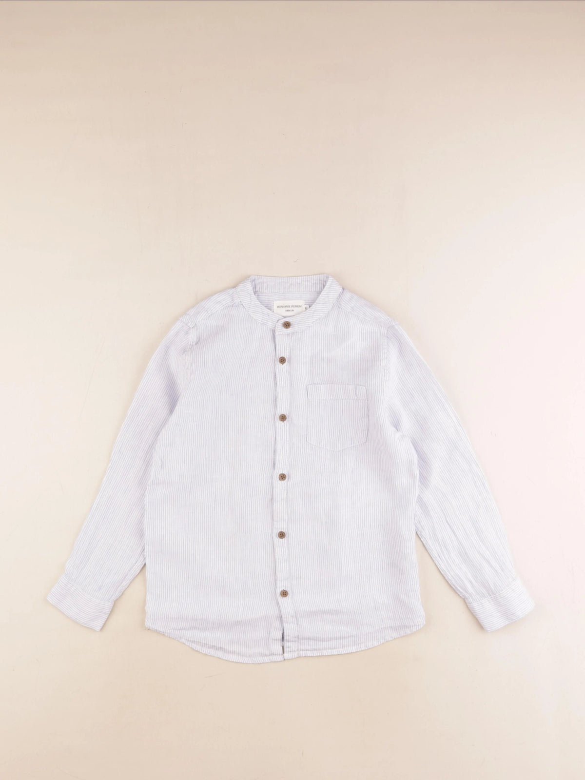Monoprix - chemise bleu, blanc - 8 ans