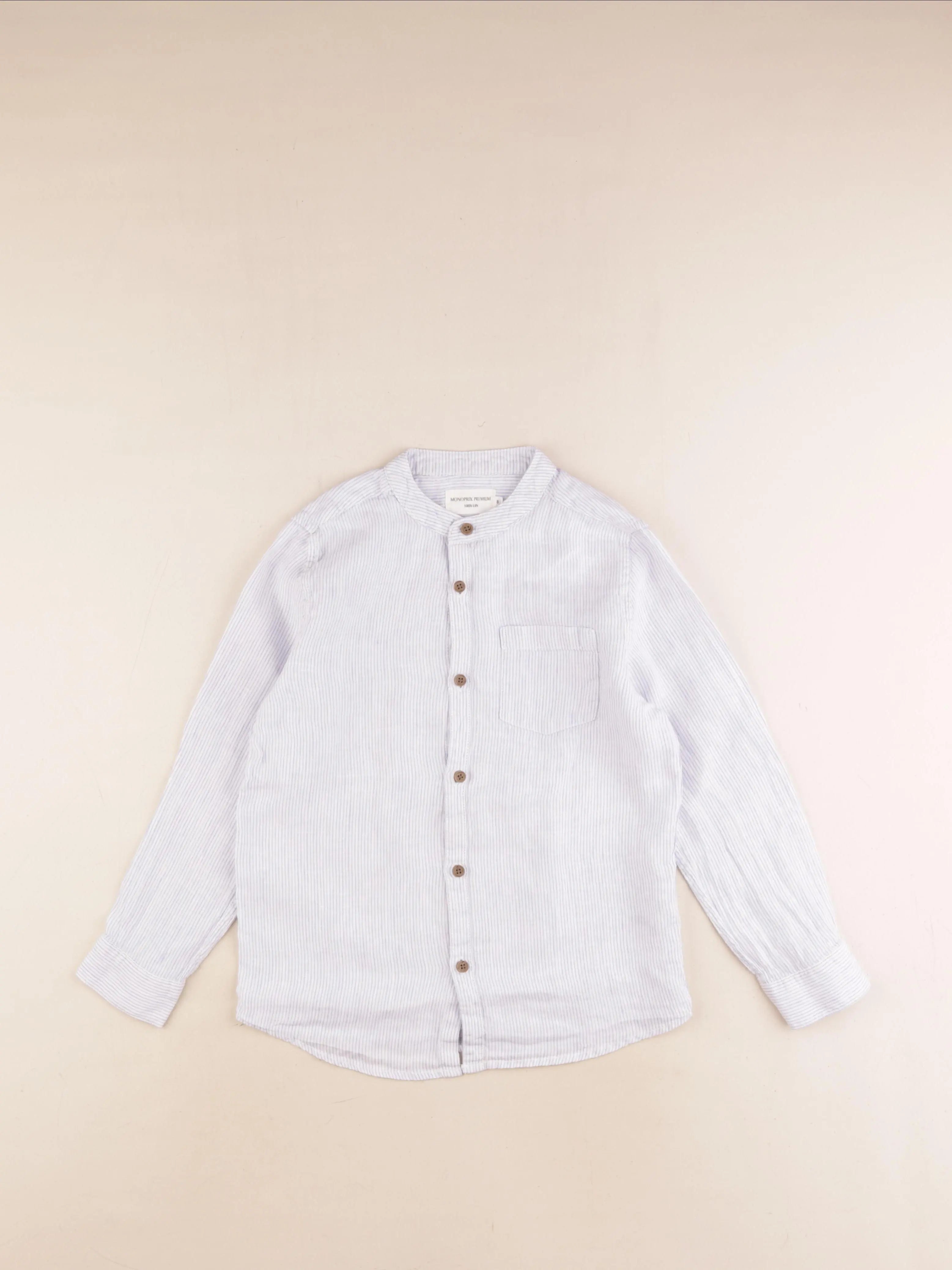 Monoprix - chemise bleu, blanc - 8 ans