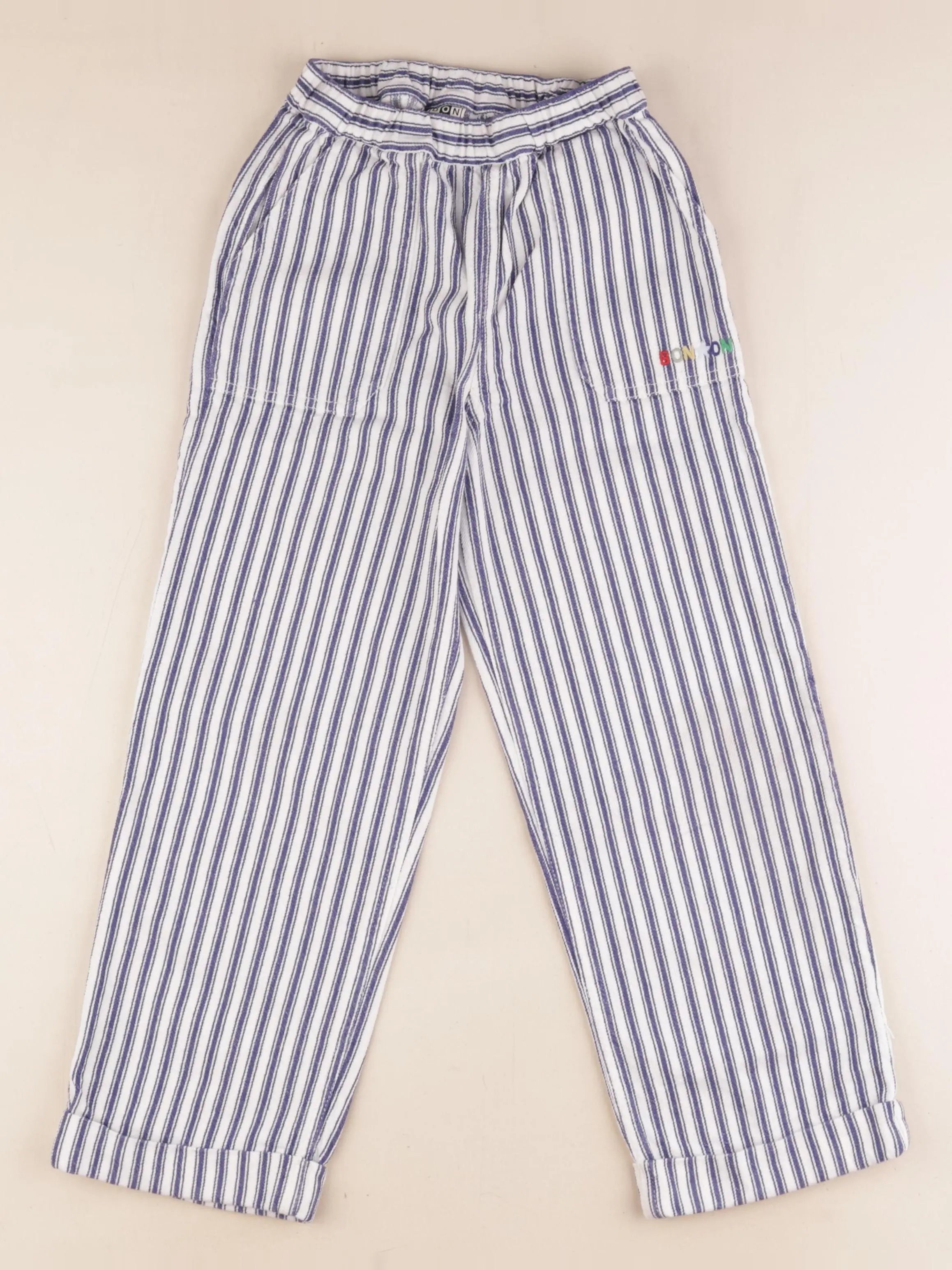 Bonton - pantalon blanc, bleu - 8 ans