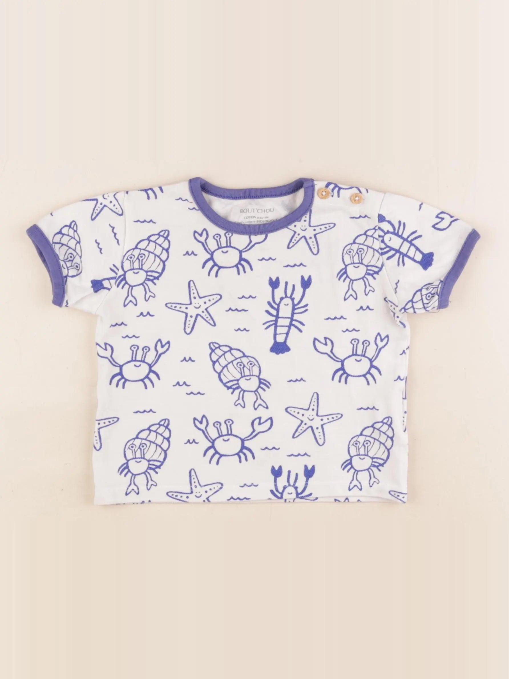 Boutchou - tee-shirt bleu, blanc - 18 mois