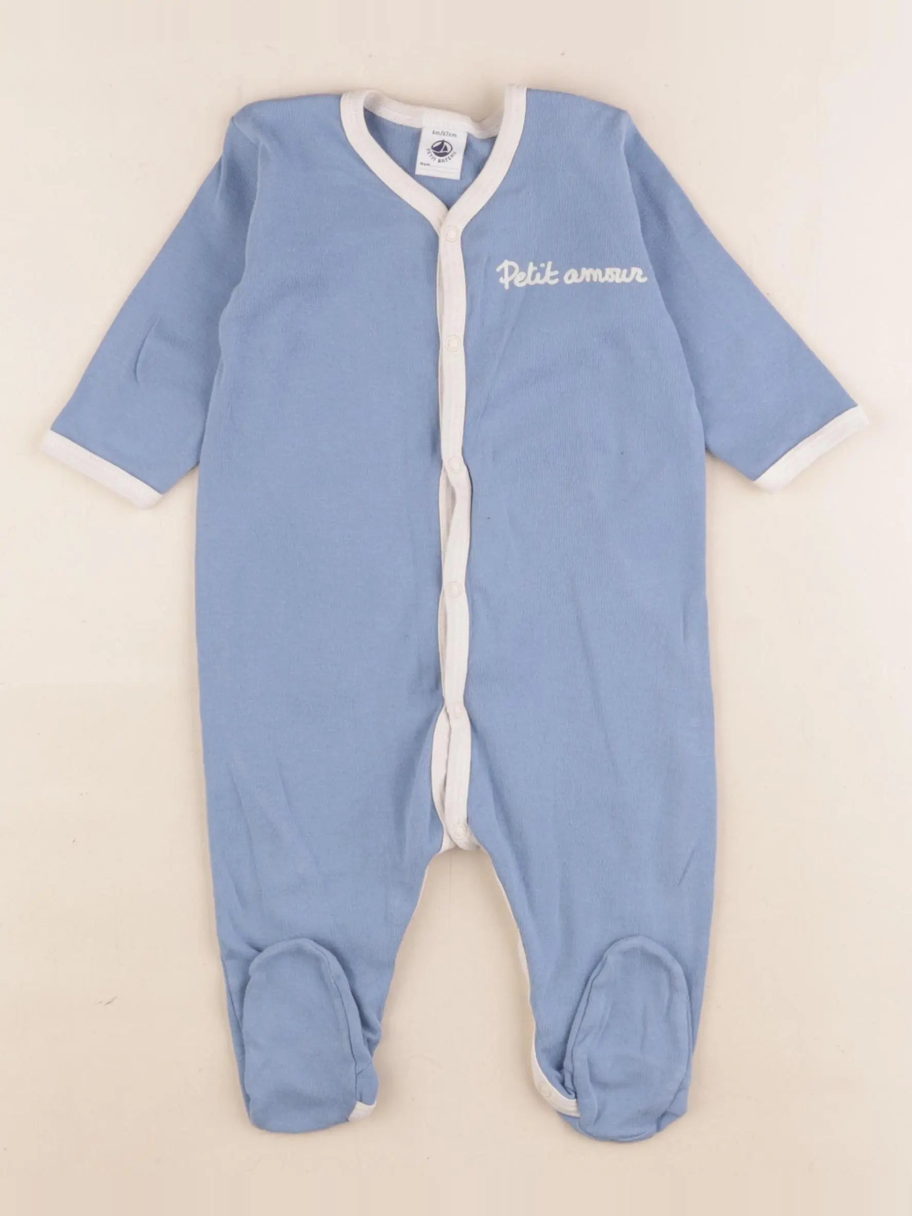 Petit Bateau - pyjama coton bleu - 6 mois