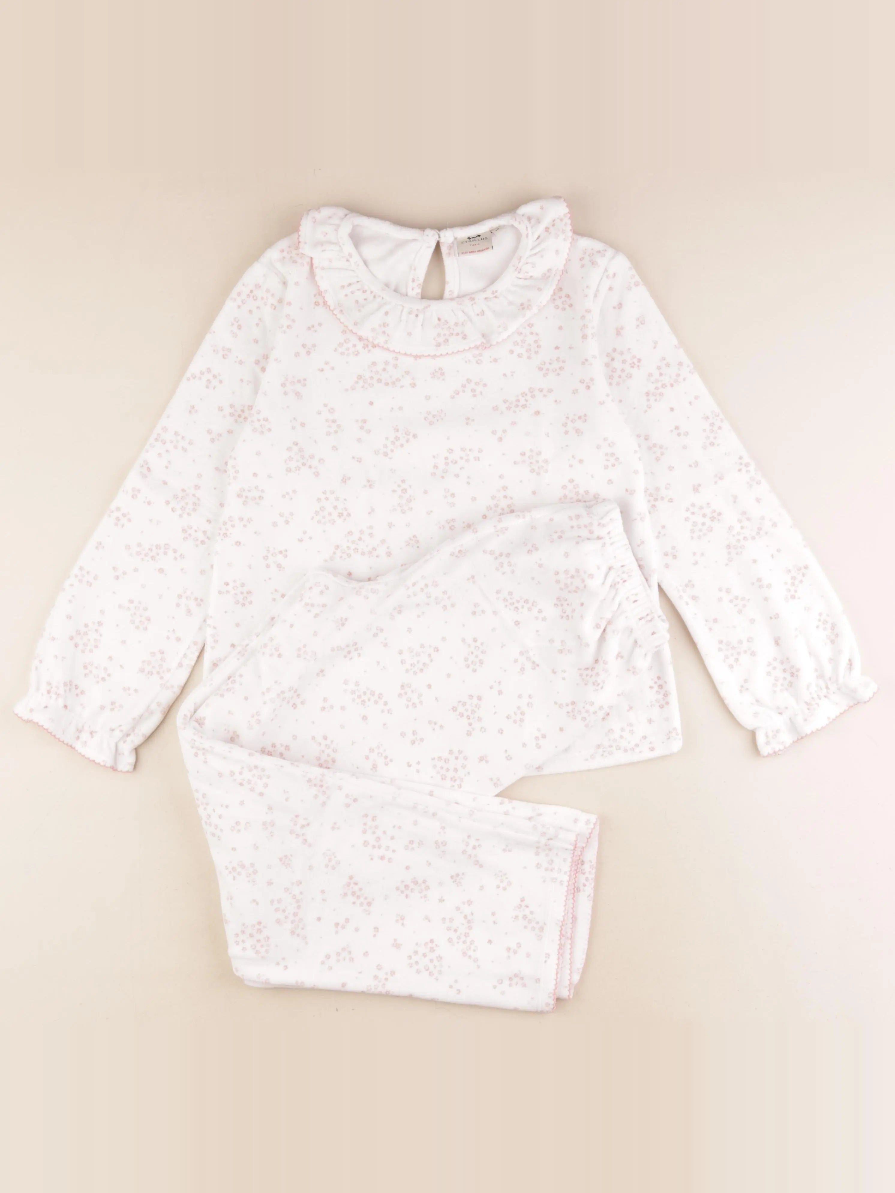 Cyrillus - pyjama velours blanc, rose - 10 ans
