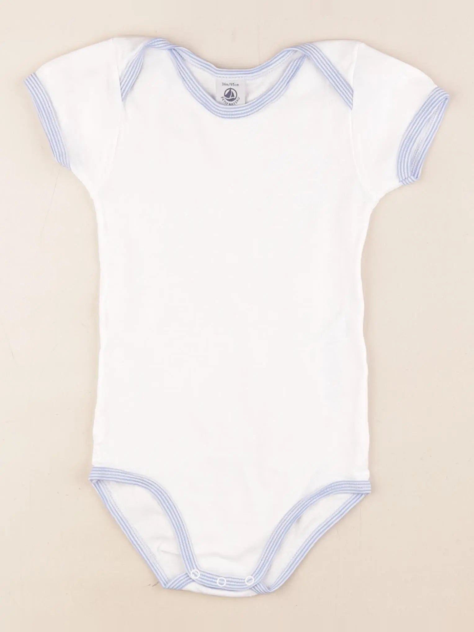 Petit Bateau - body blanc, bleu - 36 mois