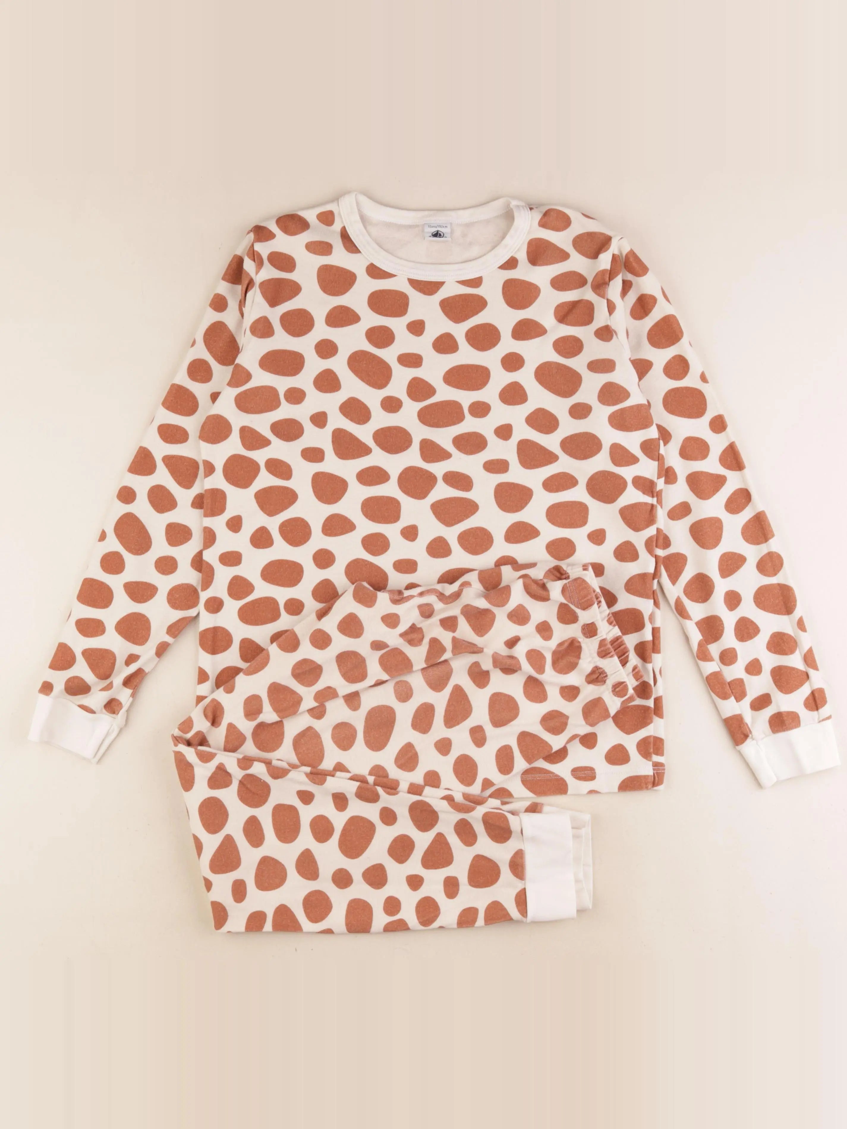 Petit Bateau - pyjama coton marron - 12 ans