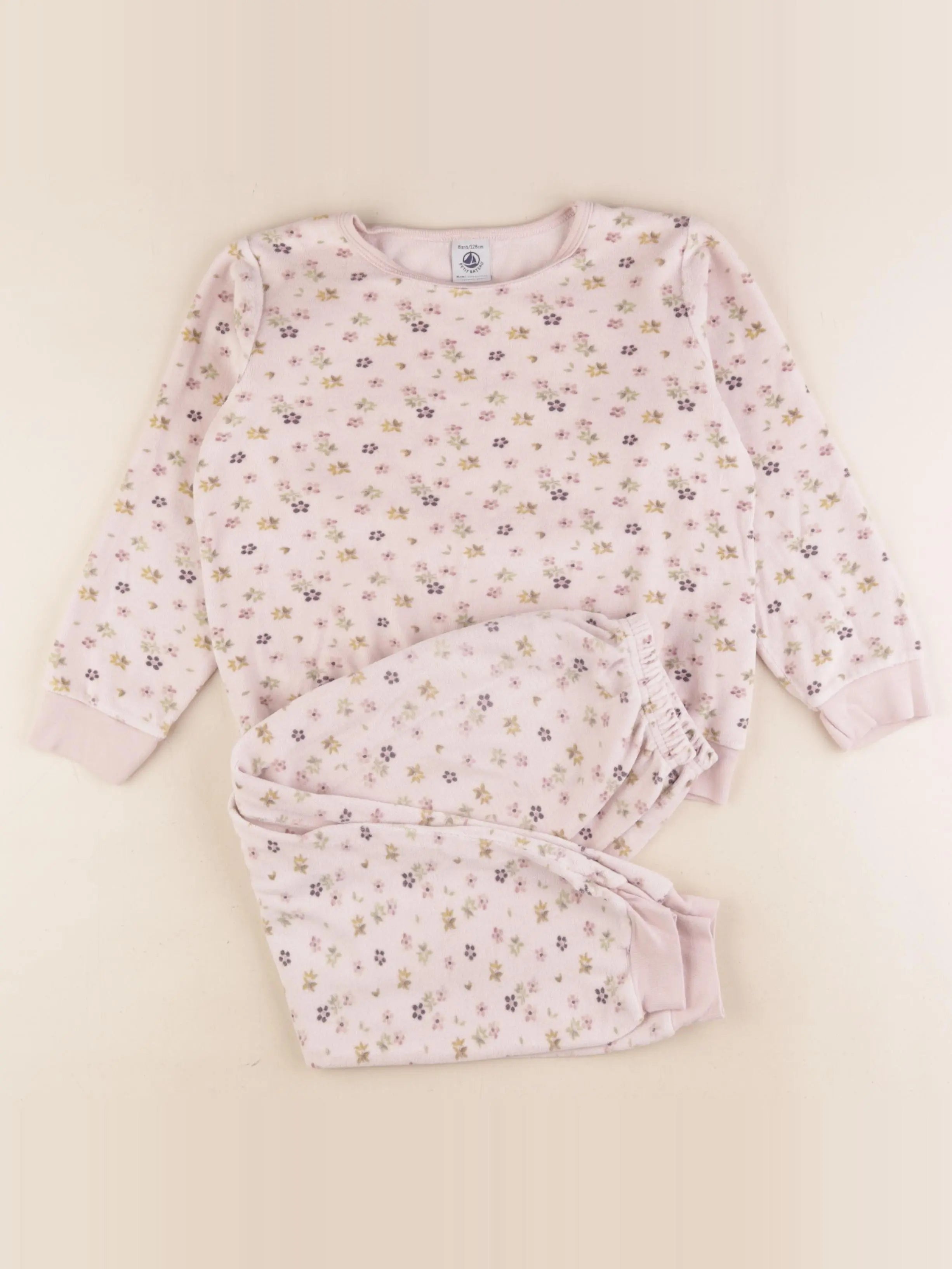 Petit Bateau - pyjama velours multicolore - 8 ans