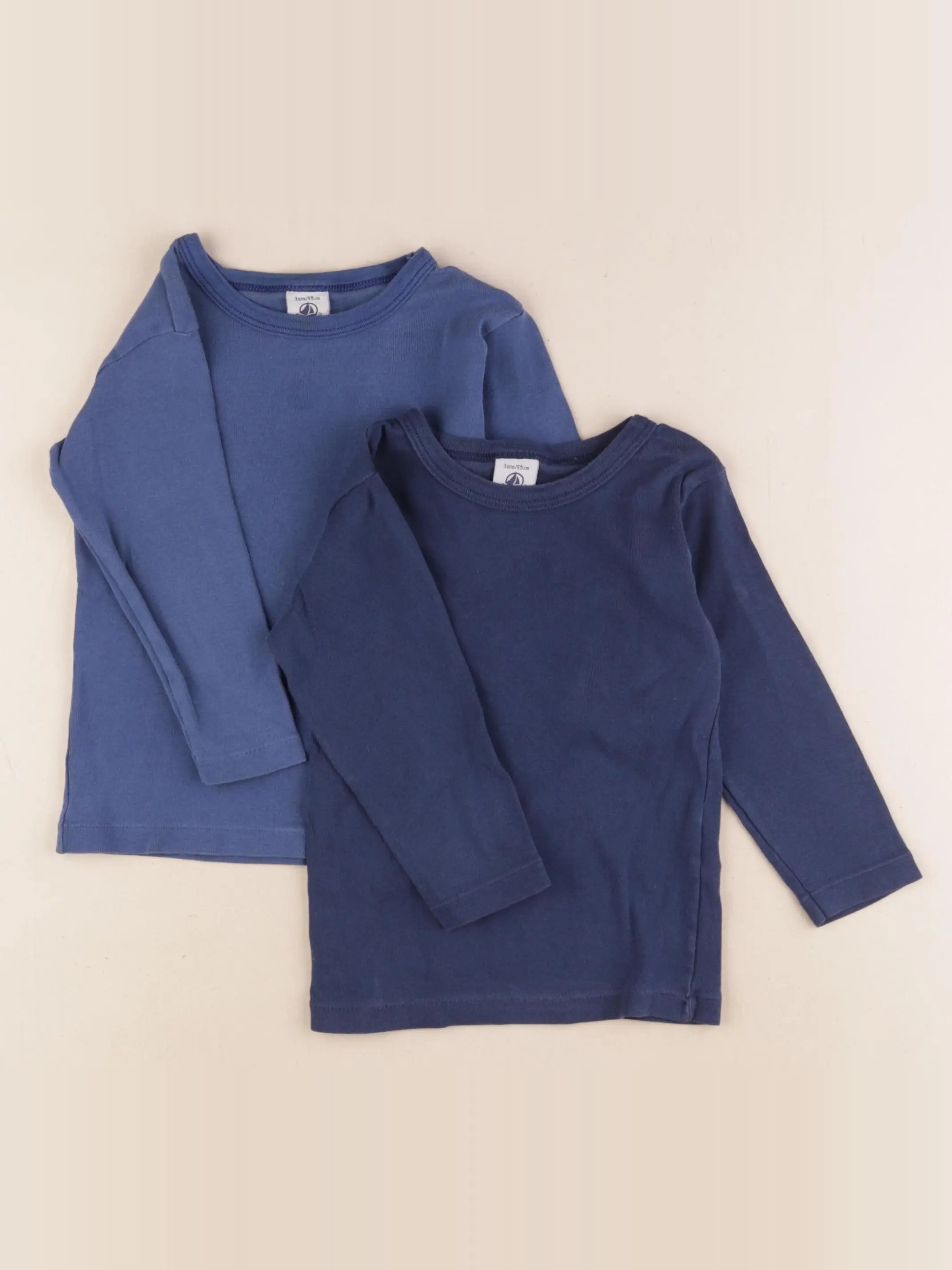 Petit Bateau - lot de 2 maillots de corps bleu - 3 ans
