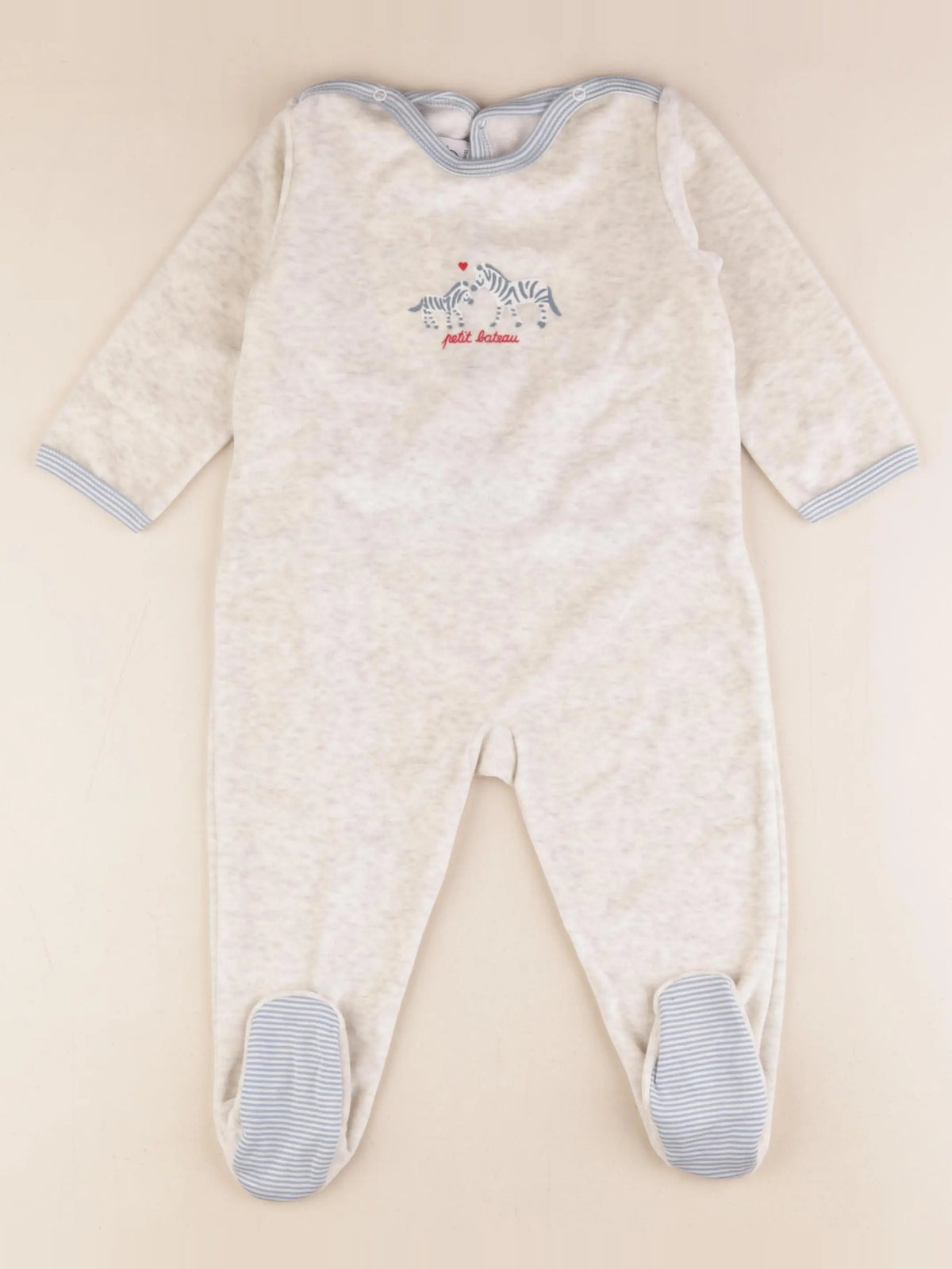 Petit Bateau - pyjama velours beige - 18 mois