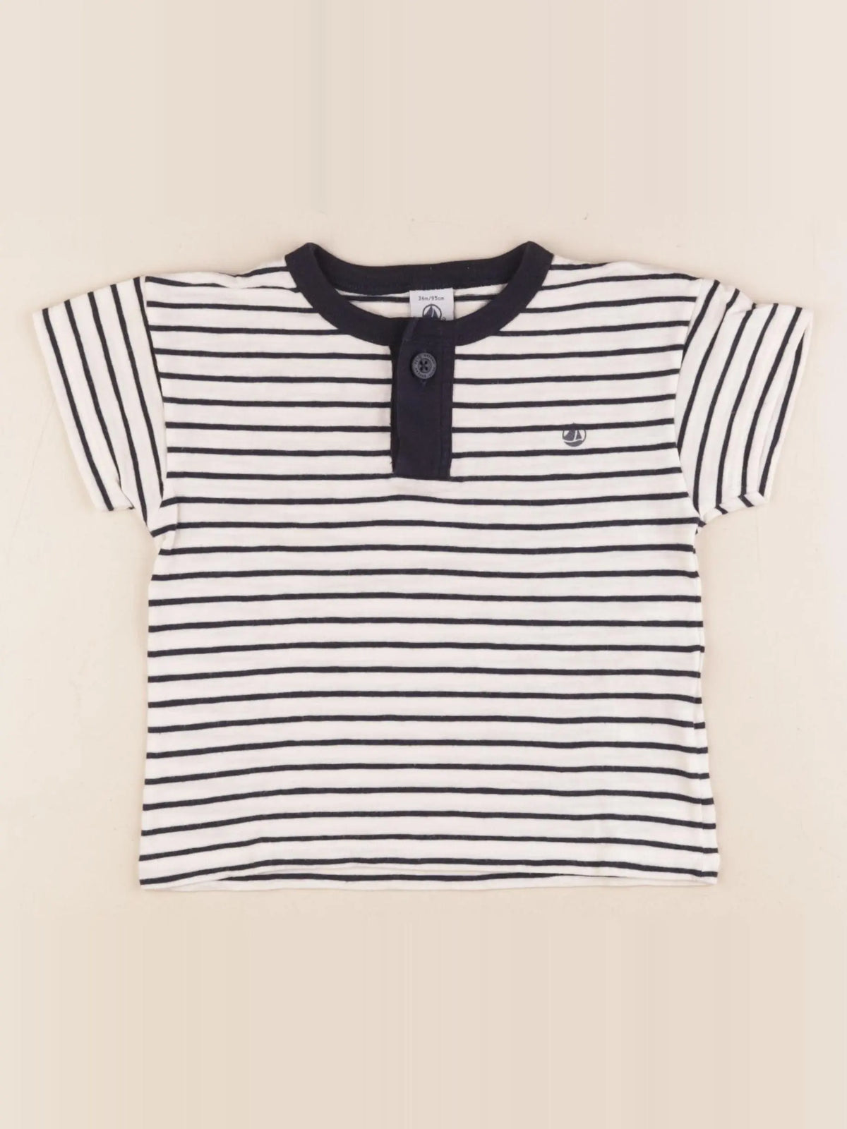 Petit Bateau - tee-shirt blanc, bleu - 36 mois