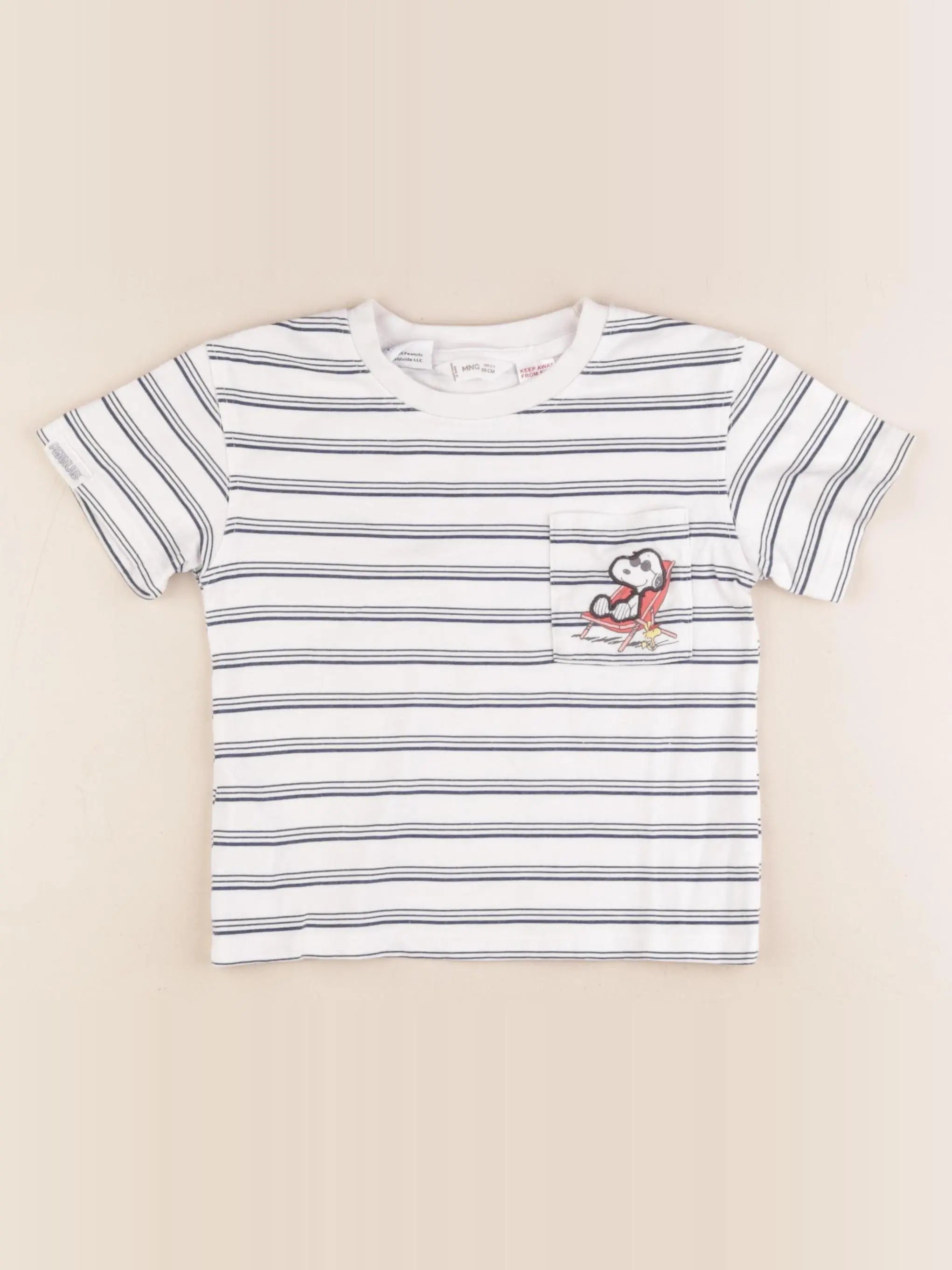 Mango - tee-shirt blanc, bleu - 2/3 ans