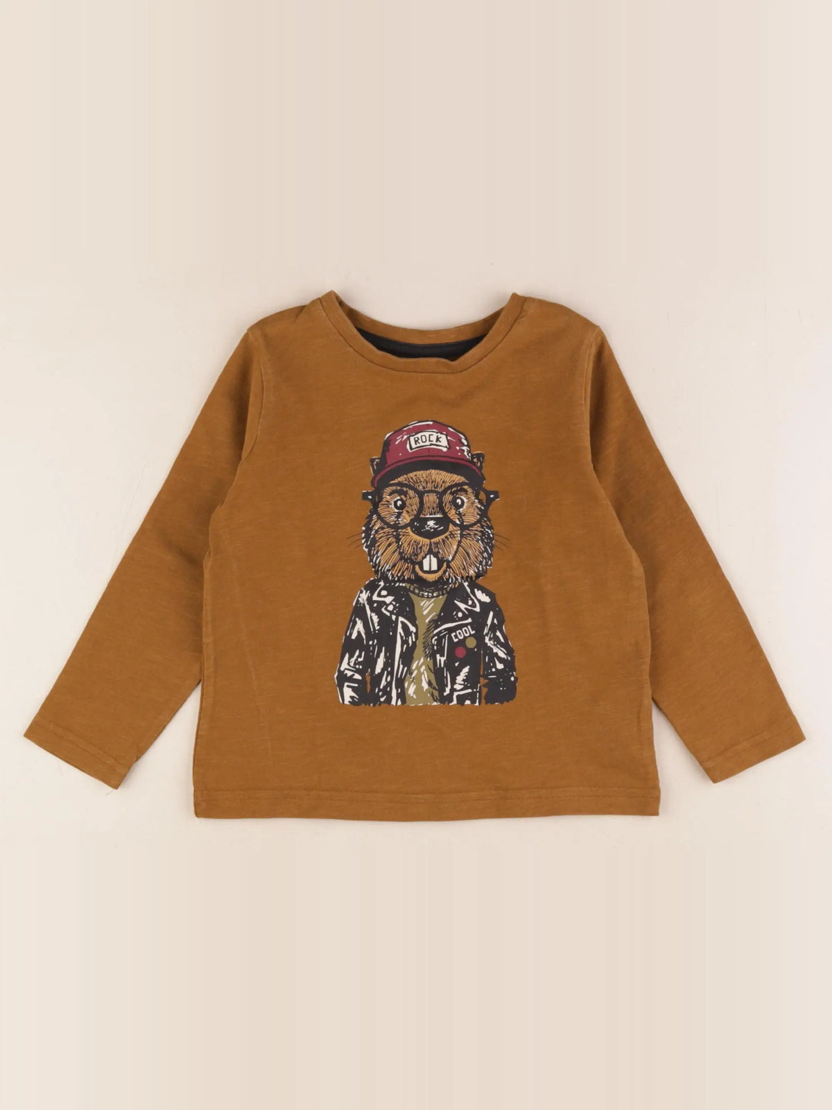 Vertbaudet - tee-shirt marron - 3 ans