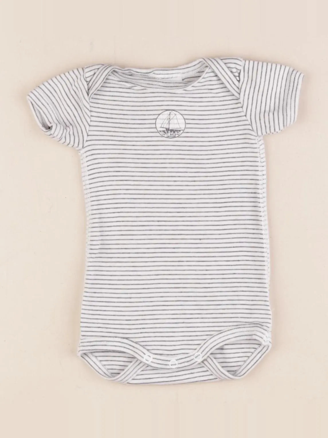 Petit Bateau - body blanc, bleu - 1 mois