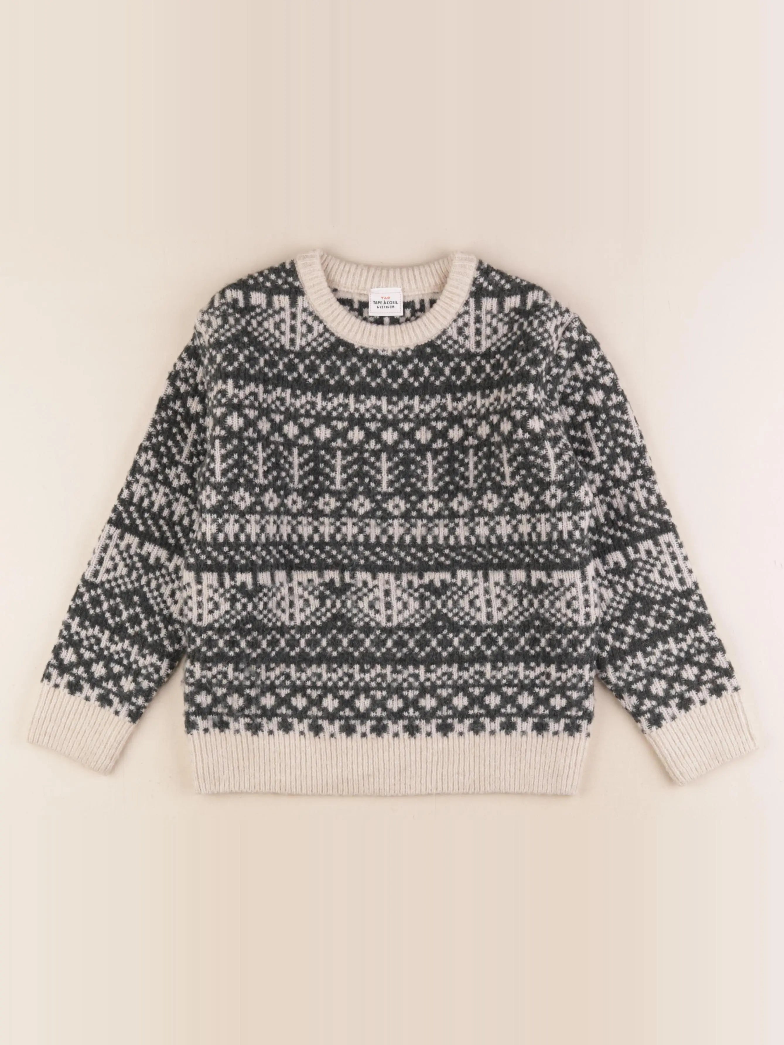 Tape à l'oeil - pull blanc, vert - 6 ans