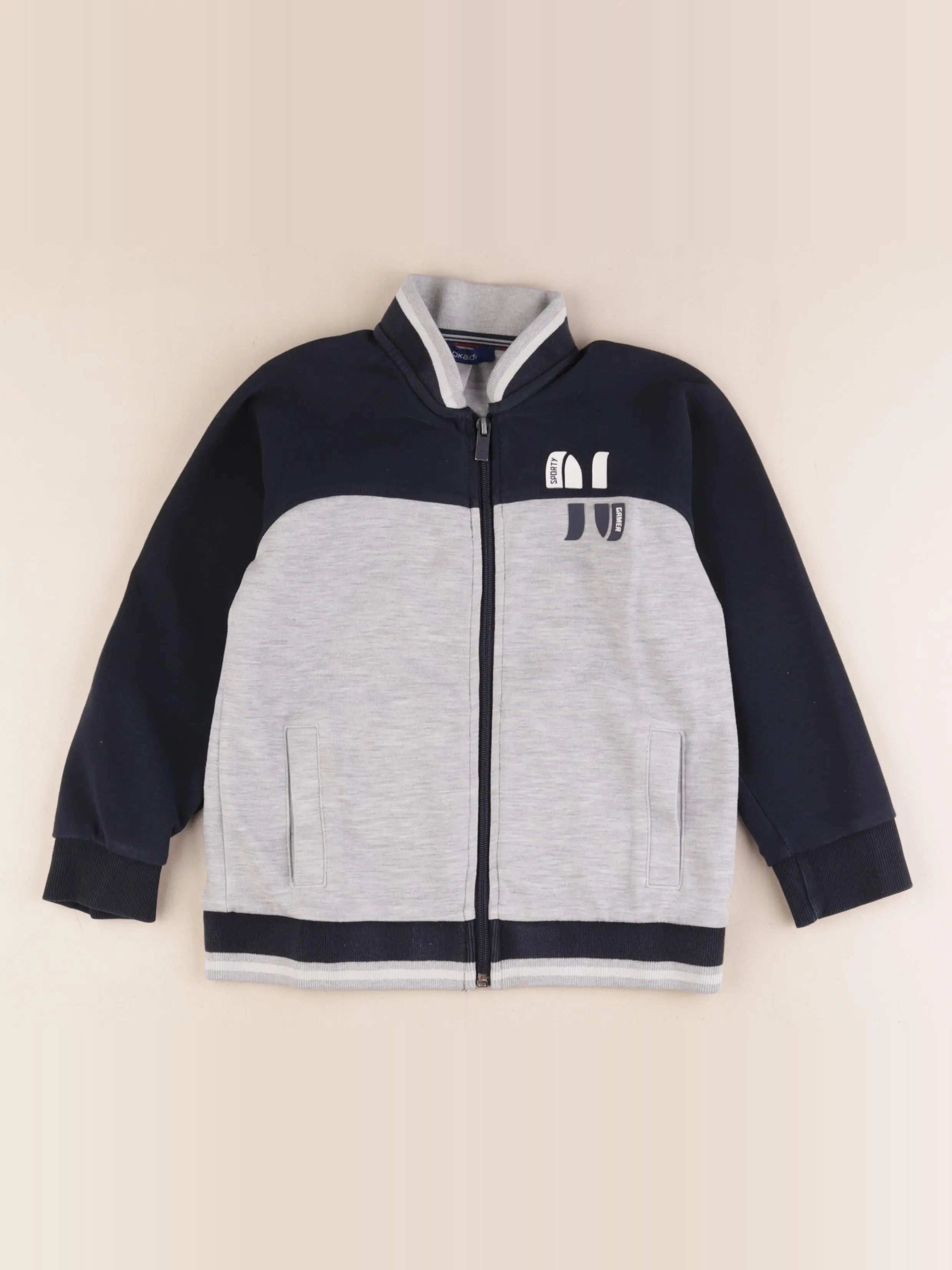 Okaidi - sweat bleu, gris - 8 ans