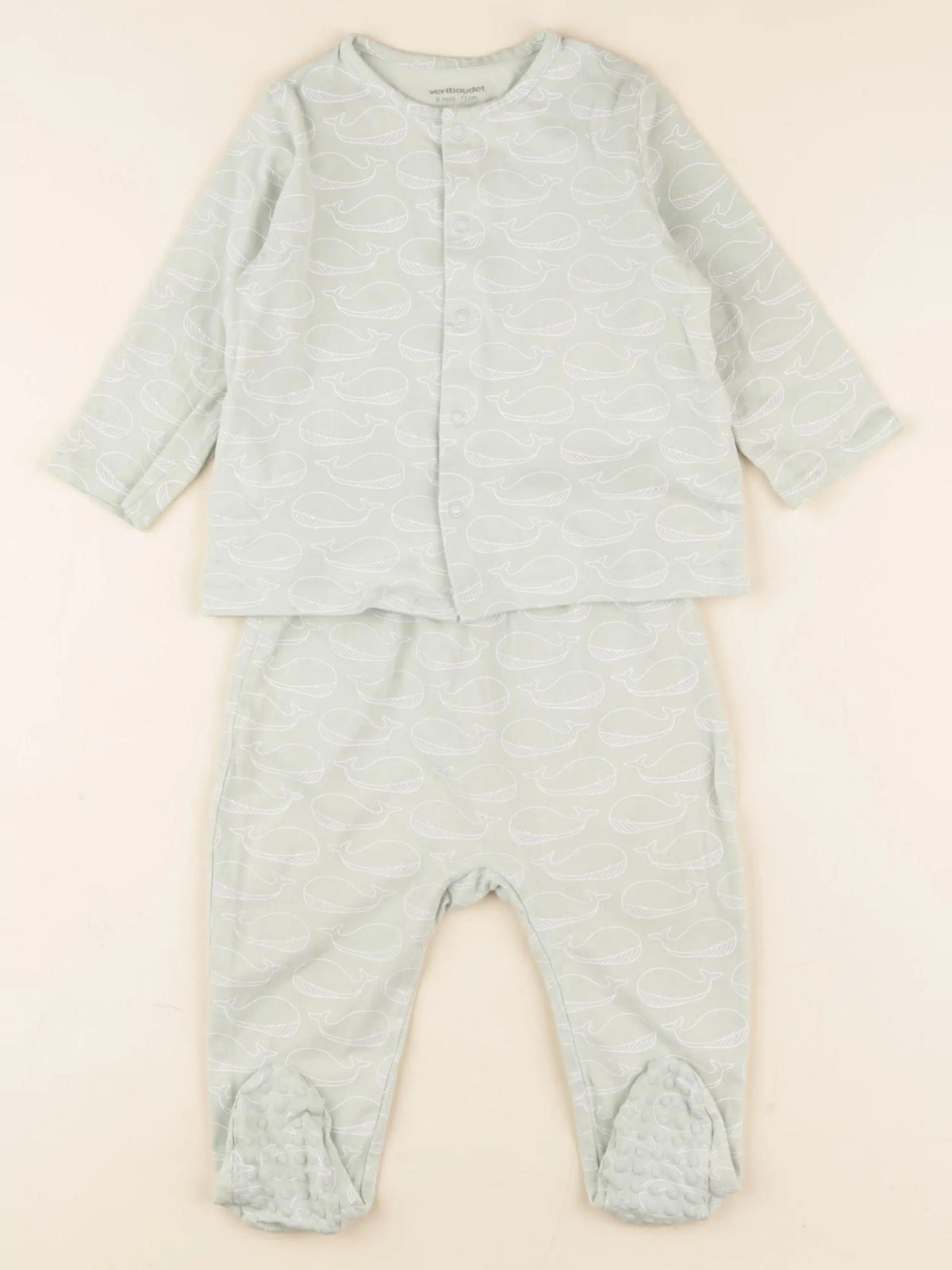 Vertbaudet - pyjama coton vert - 9 mois