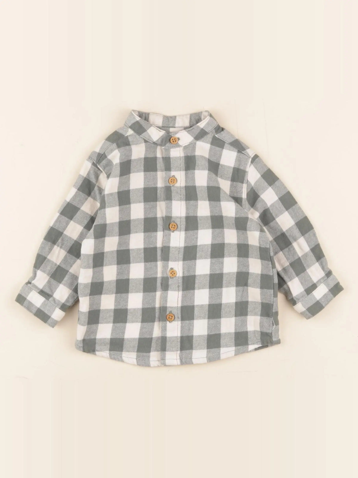 Boutchou - chemise vert, blanc - 6 mois