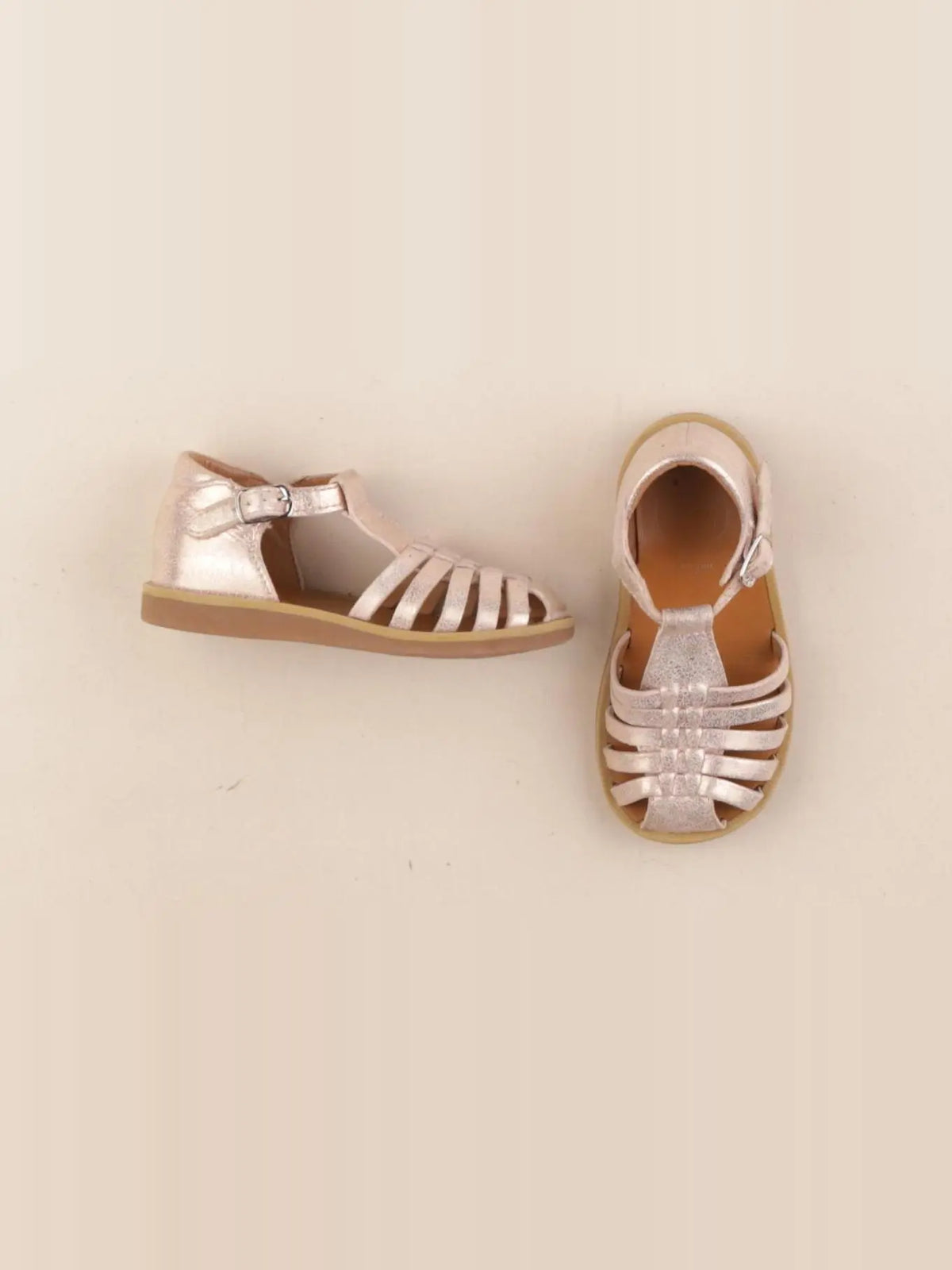 Pom d'Api - sandales rose, or - pointure 24