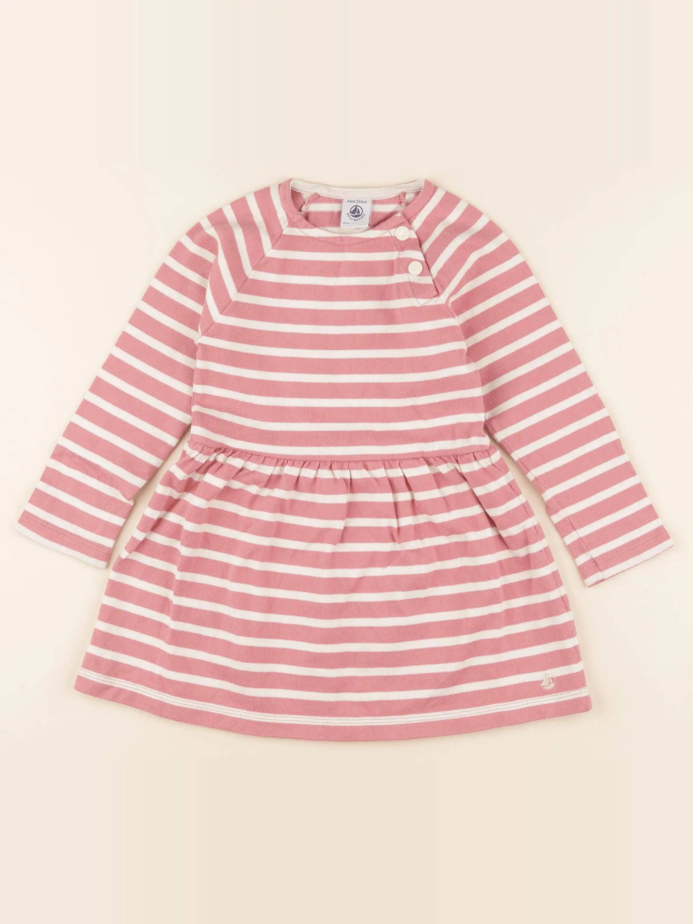 Petit Bateau - robe rose, beige - 4 ans