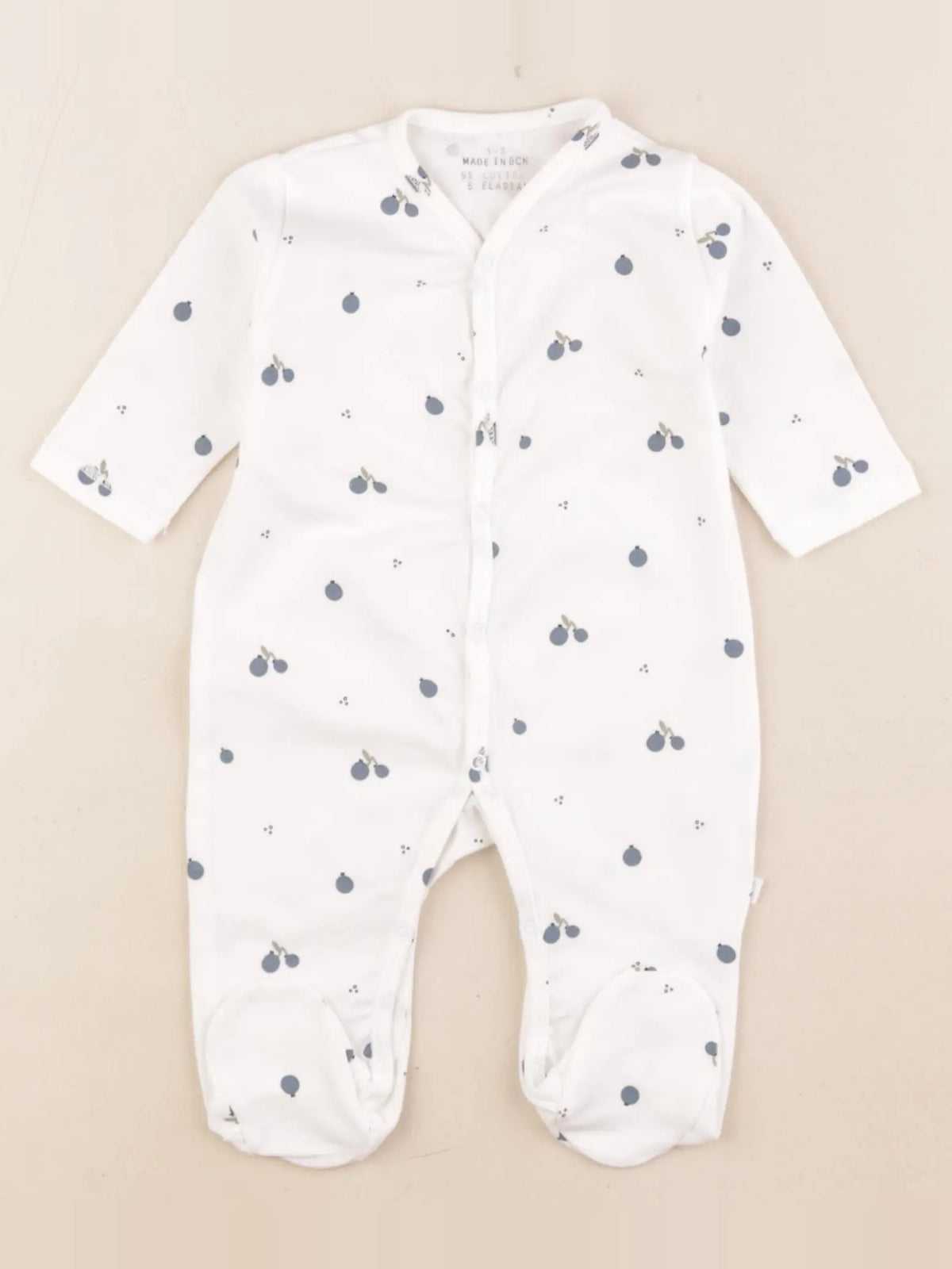 Pyjama coton blanc, bleu