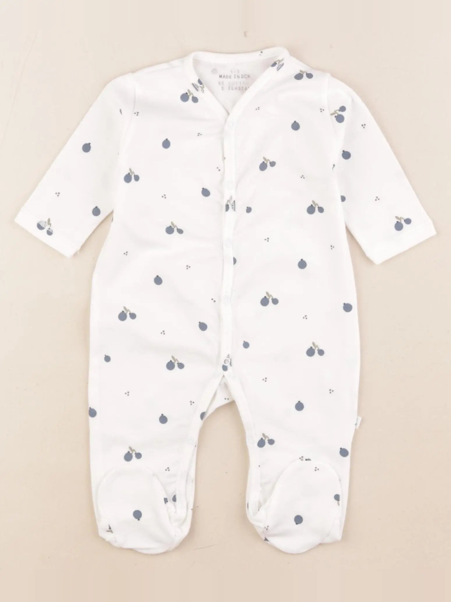 Pyjama coton blanc, bleu