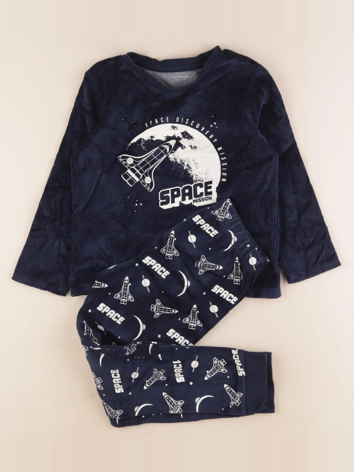 Vertbaudet - pyjama velours bleu - 6 ans