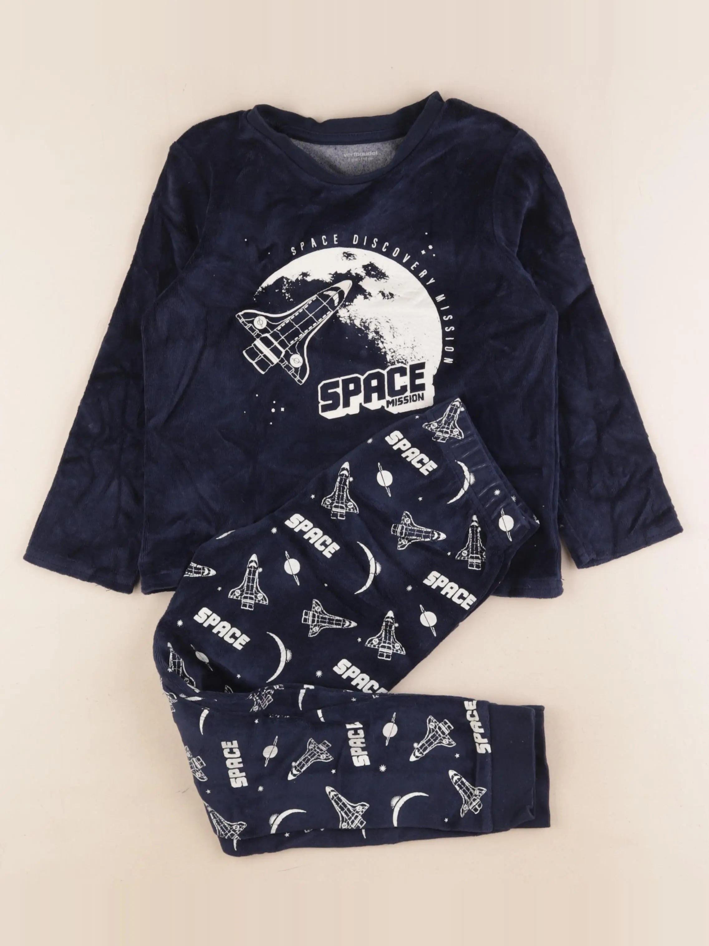 Vertbaudet - pyjama velours bleu - 6 ans