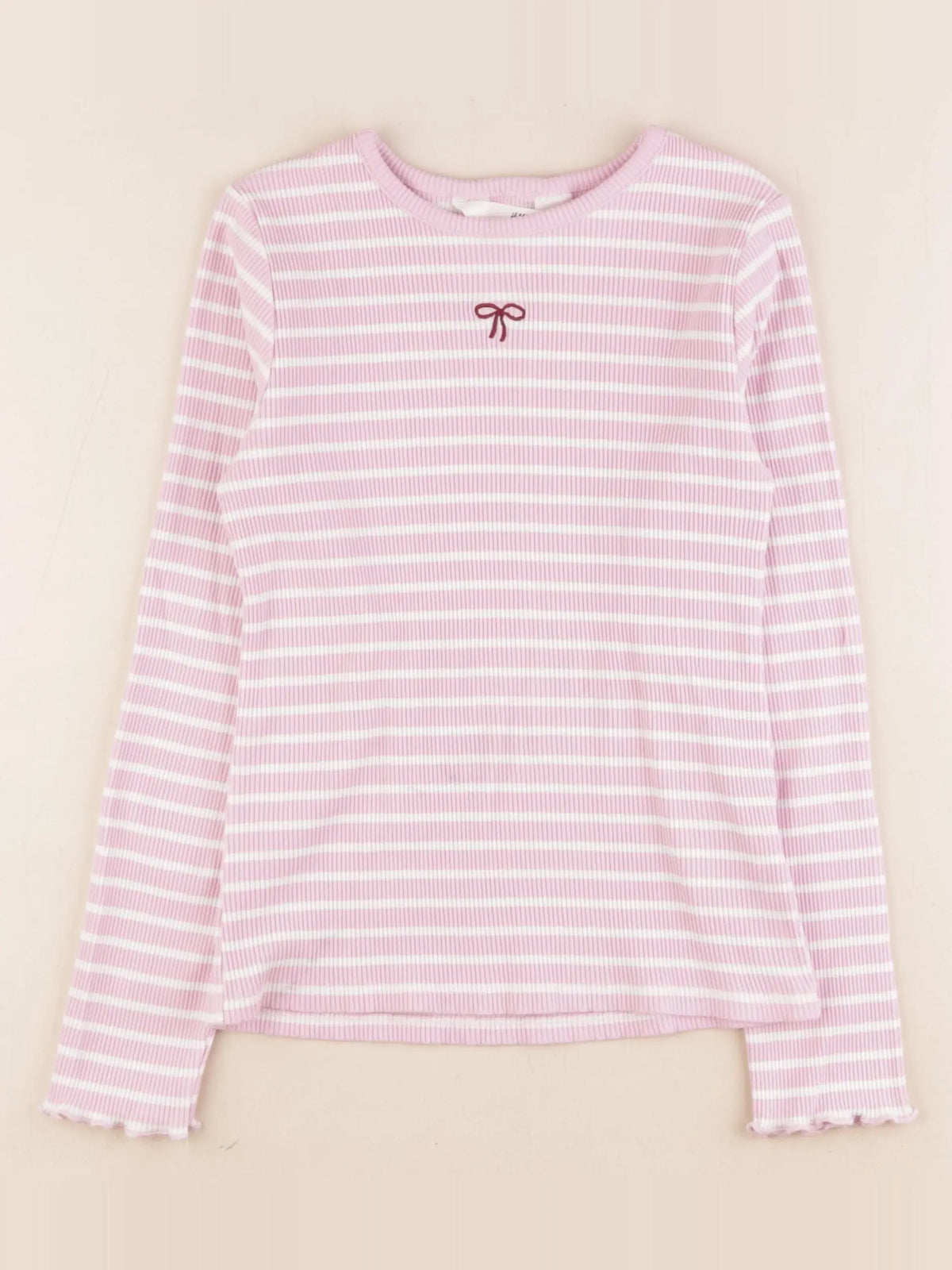 H&M - tee-shirt blanc, rose - 8/10 ans