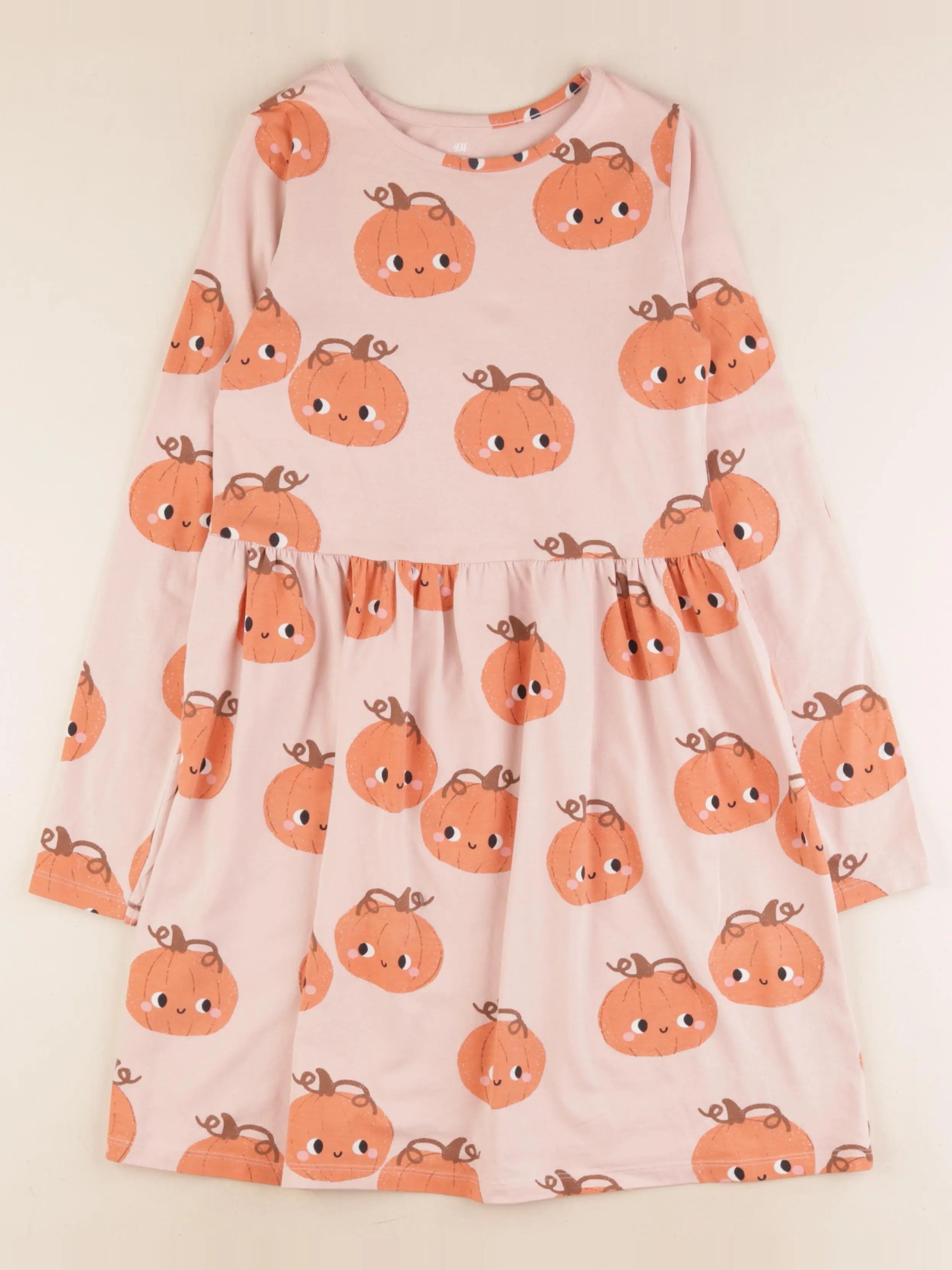 H&M - robe orange, rose - 8/10 ans
