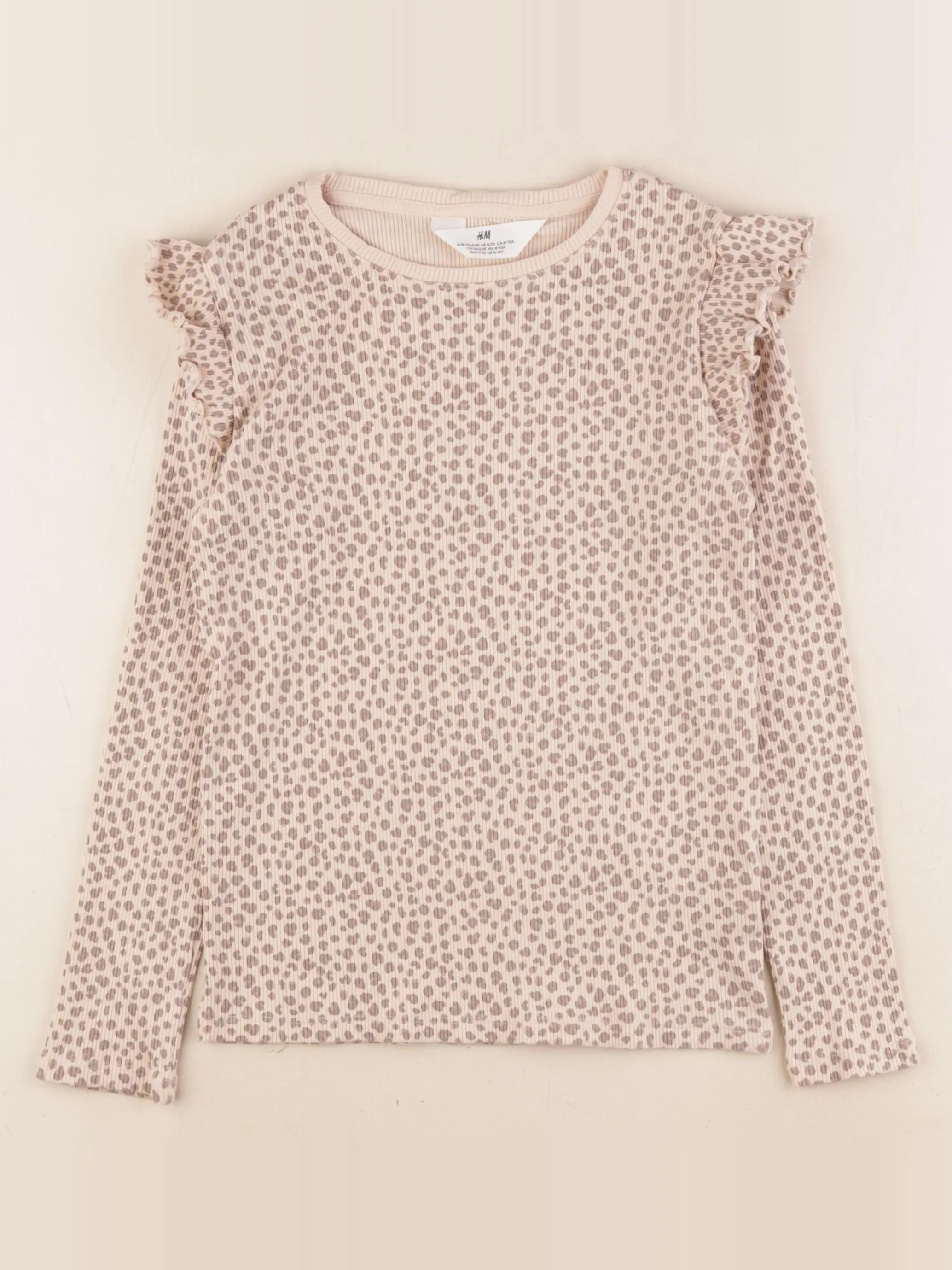 H&M - tee-shirt beige, marron - 8/10 ans