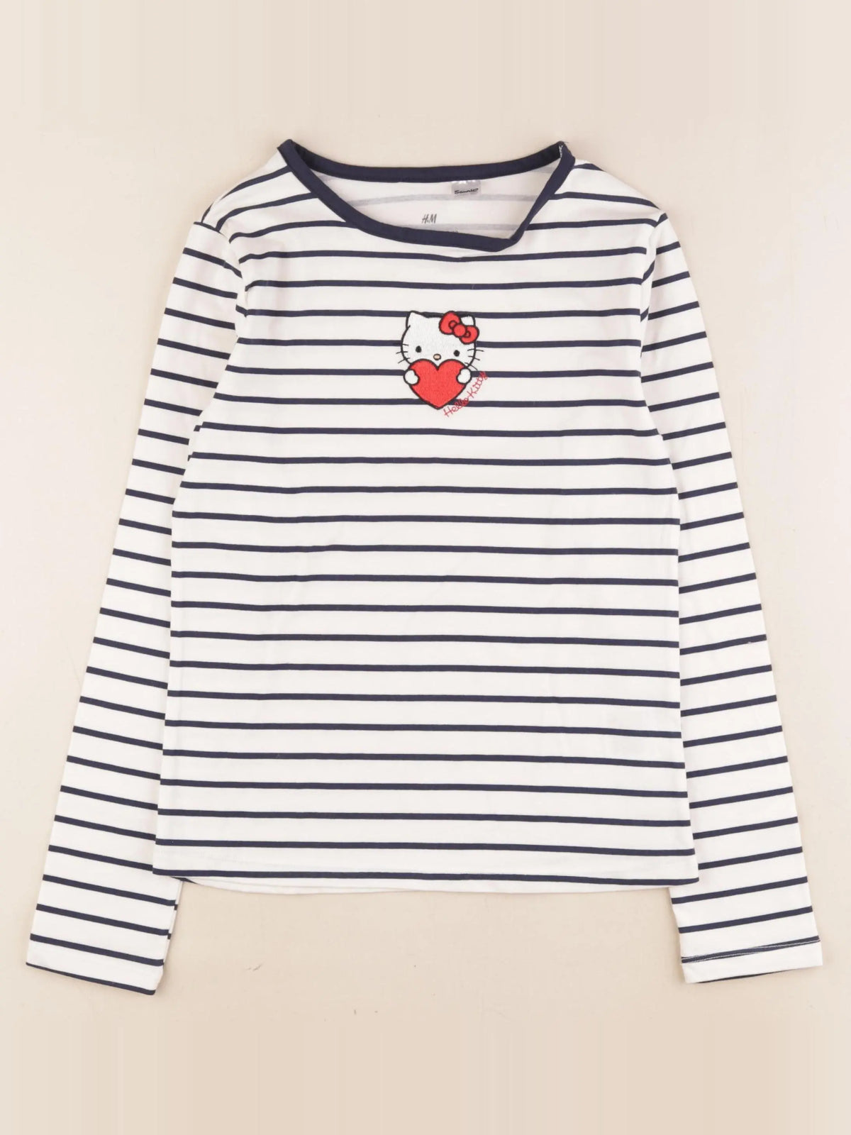 H&M - tee-shirt blanc, bleu - 8/10 ans