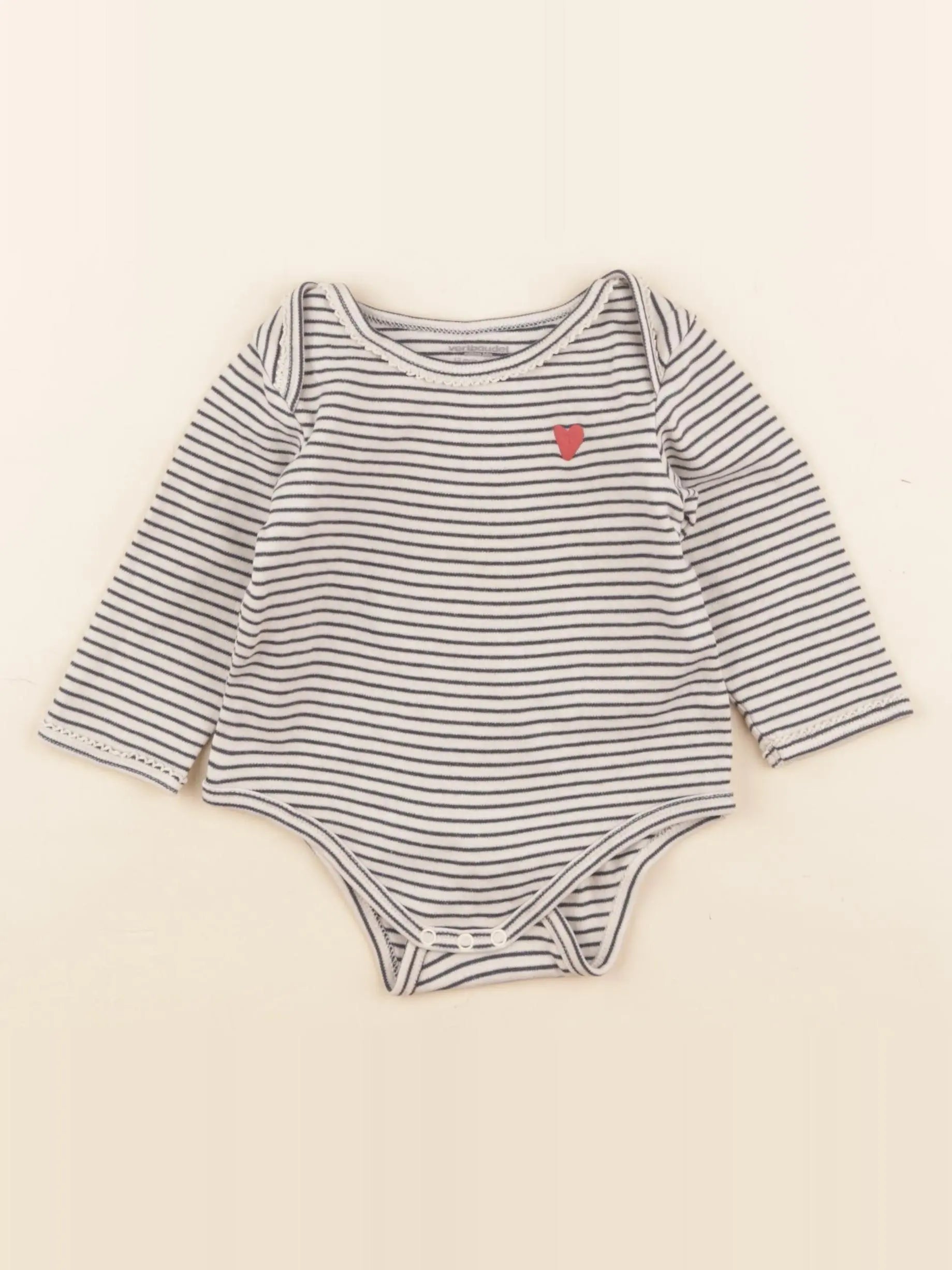 Vertbaudet - body bleu, beige - 12 mois
