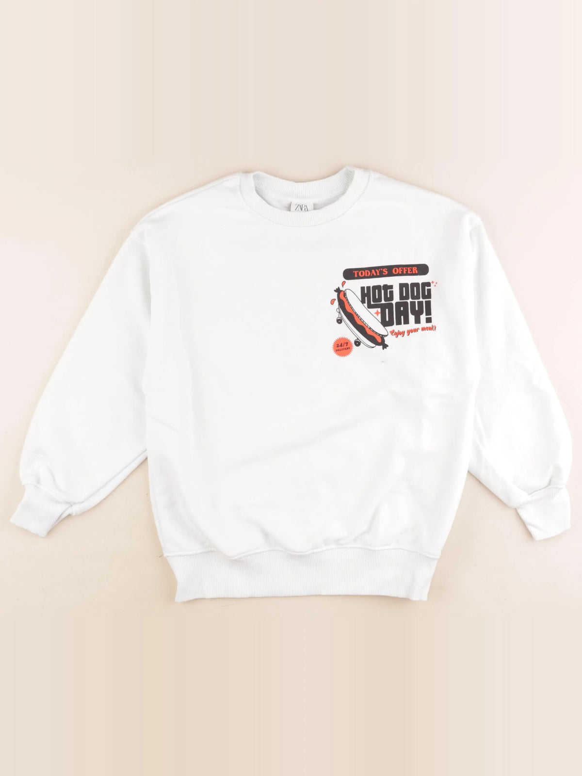 Zara - sweat imprimé au dos blanc - 9 ans