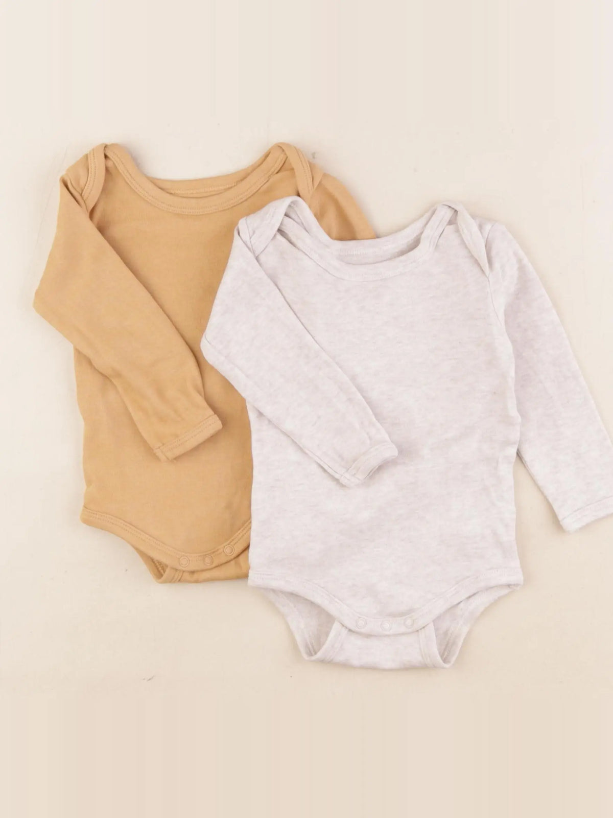 Vertbaudet - lot de 2 bodies en coton gris, marron - 9 mois