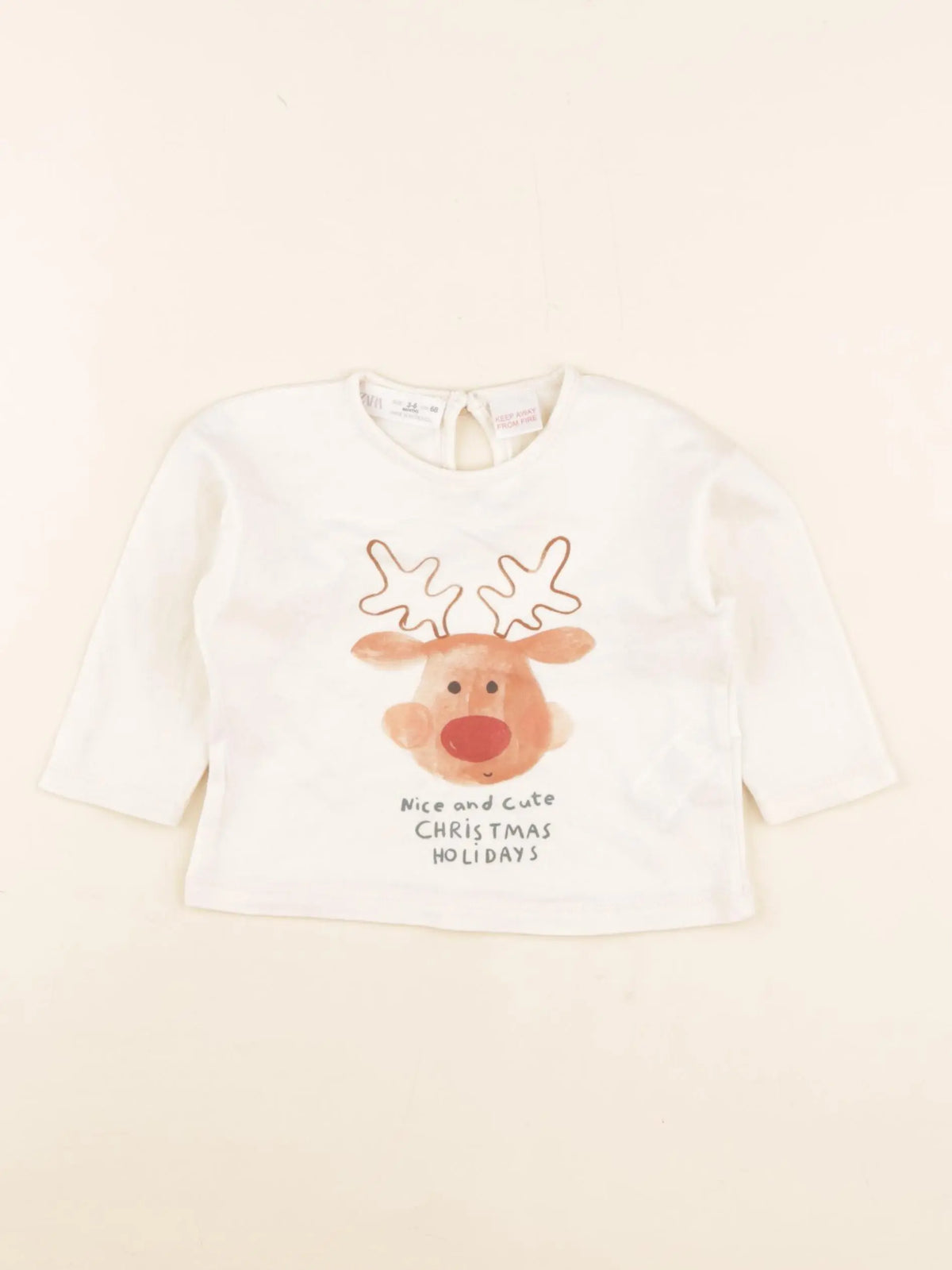 Zara - tee-shirt beige - 3/6 mois