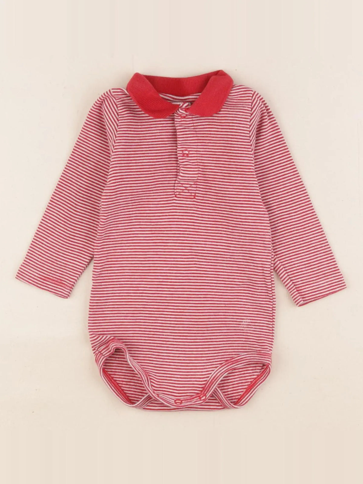 Petit Bateau - body à col rouge - 6 mois