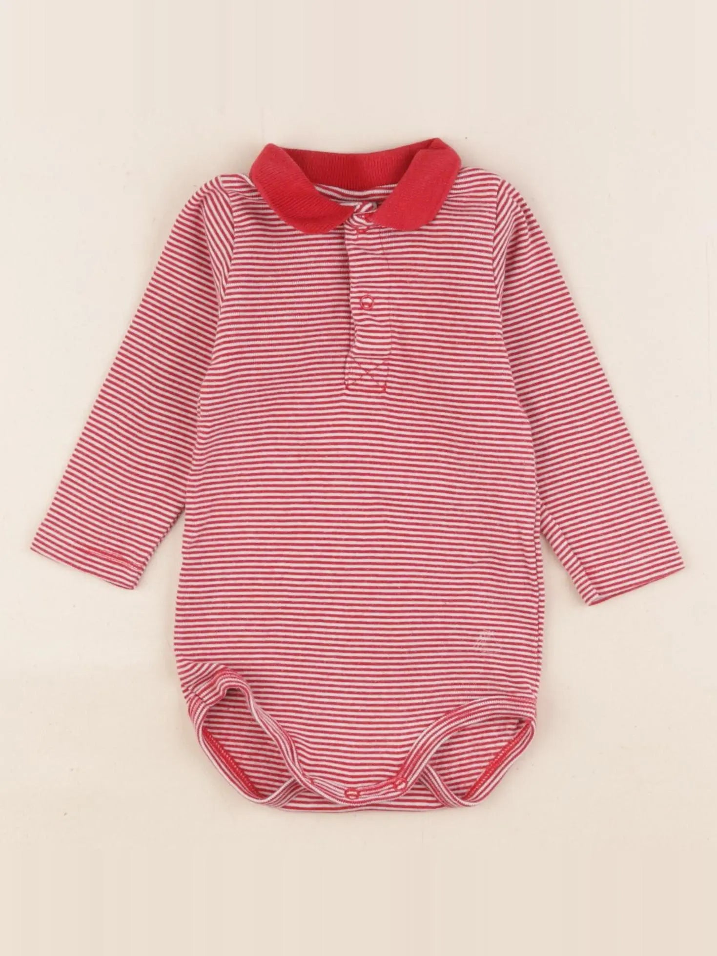 Petit Bateau - body à col rouge - 6 mois