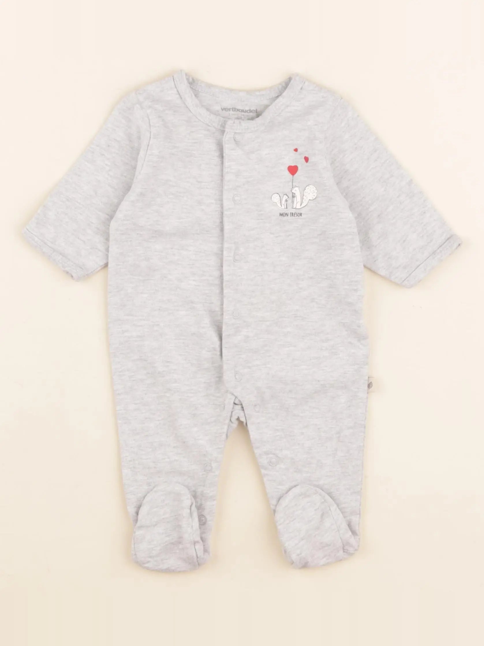 Vertbaudet - pyjama coton gris - 1 mois