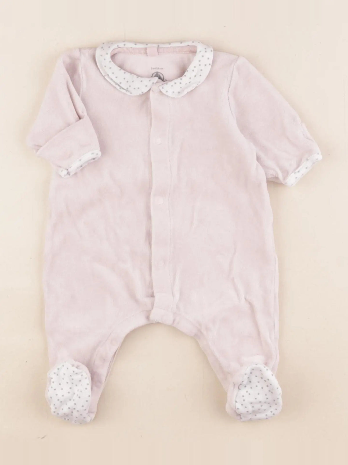 Petit Bateau - pyjama velours rose - 1 mois