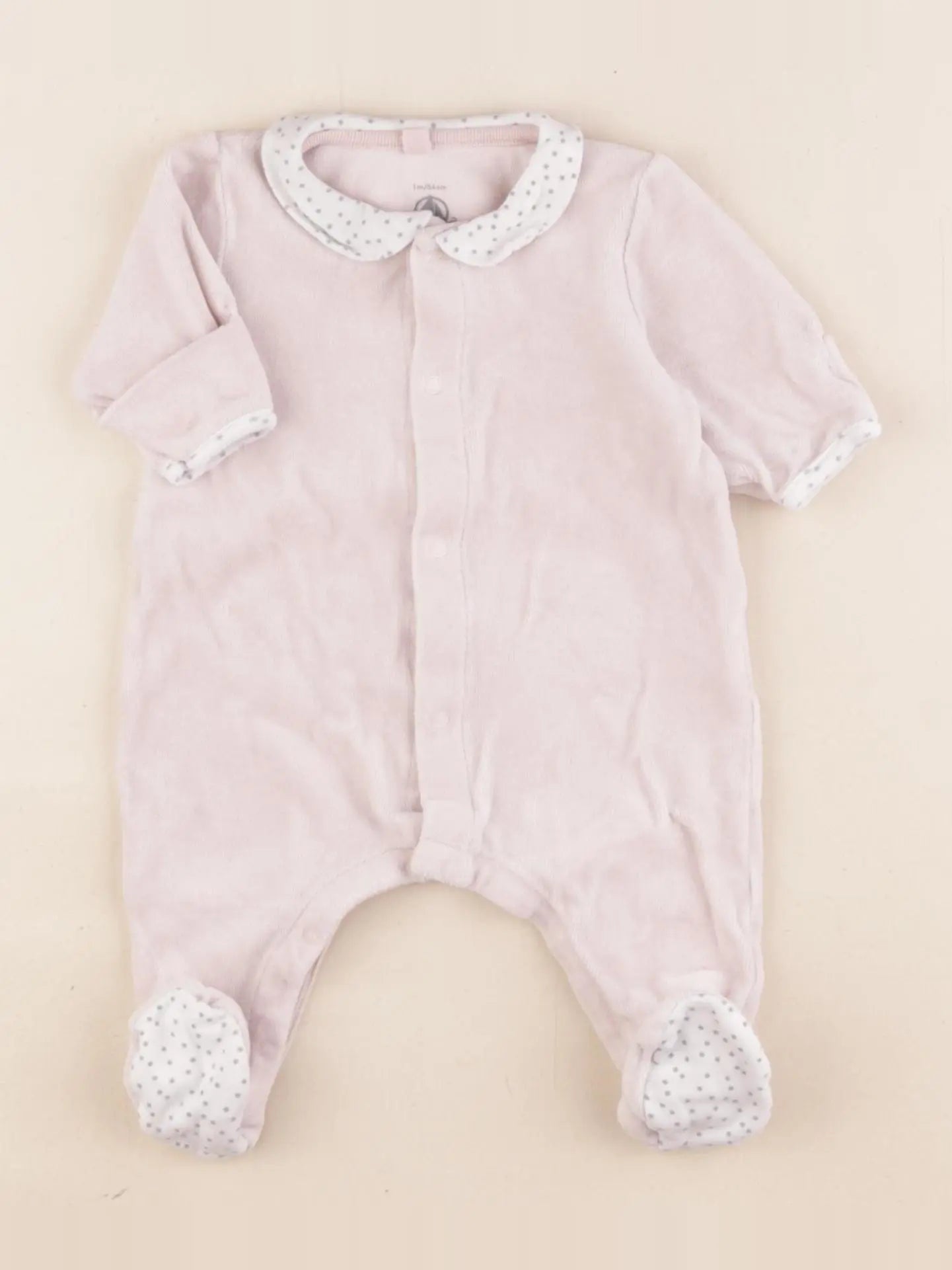 Petit Bateau - pyjama velours rose - 1 mois