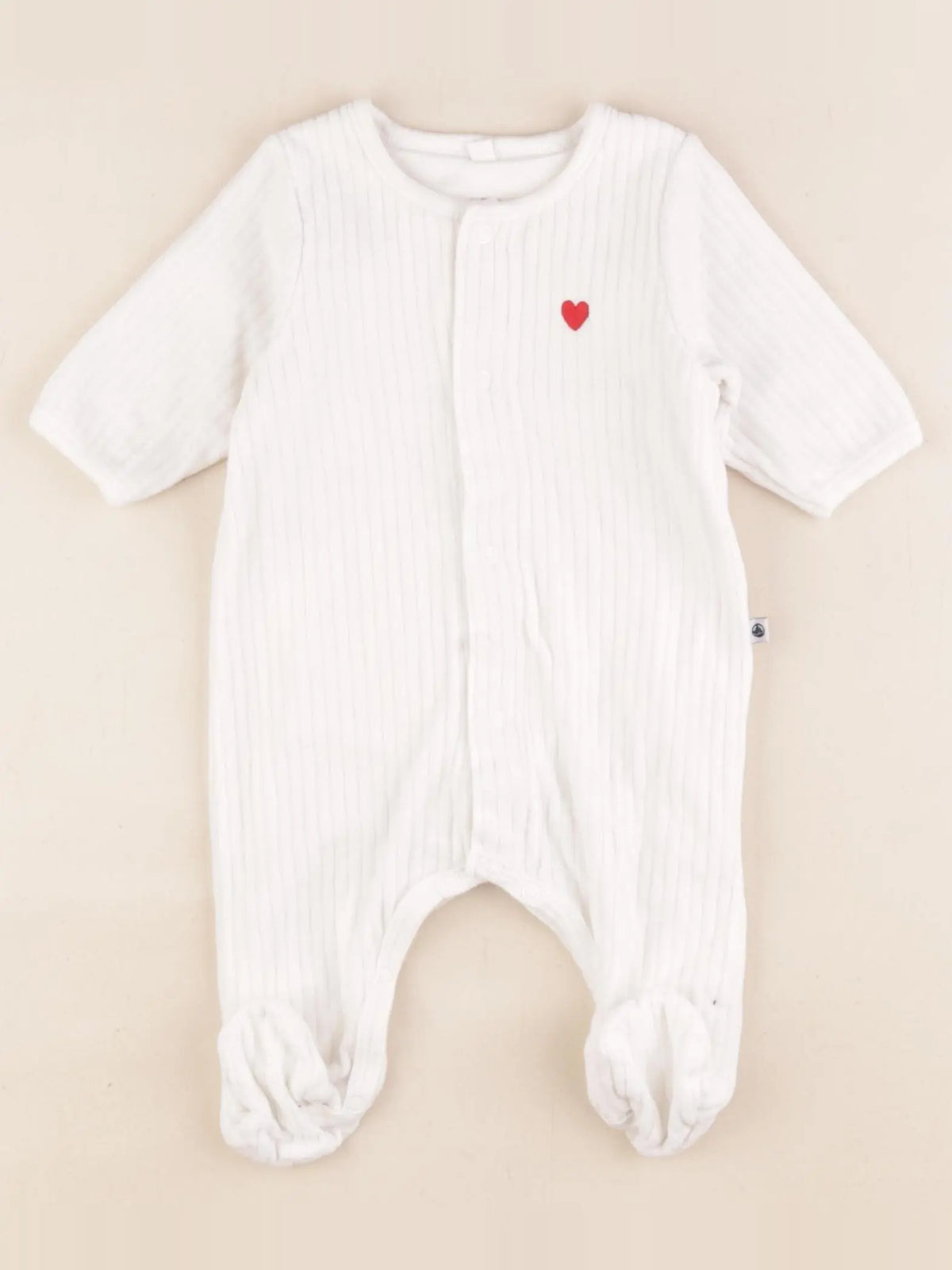 Petit Bateau - pyjama coton blanc - 1 mois