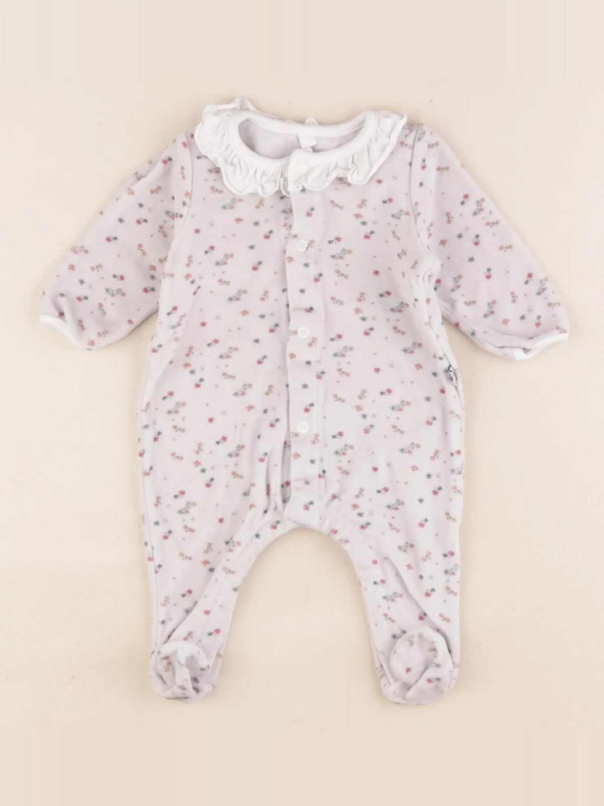 Petit Bateau - pyjama velours gris - 1 mois