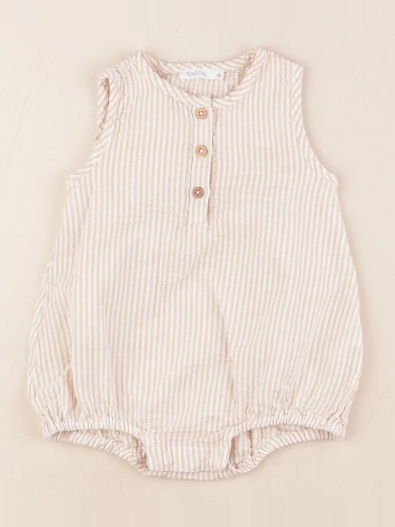 Boutchou - combinaison beige, blanc - 6 mois