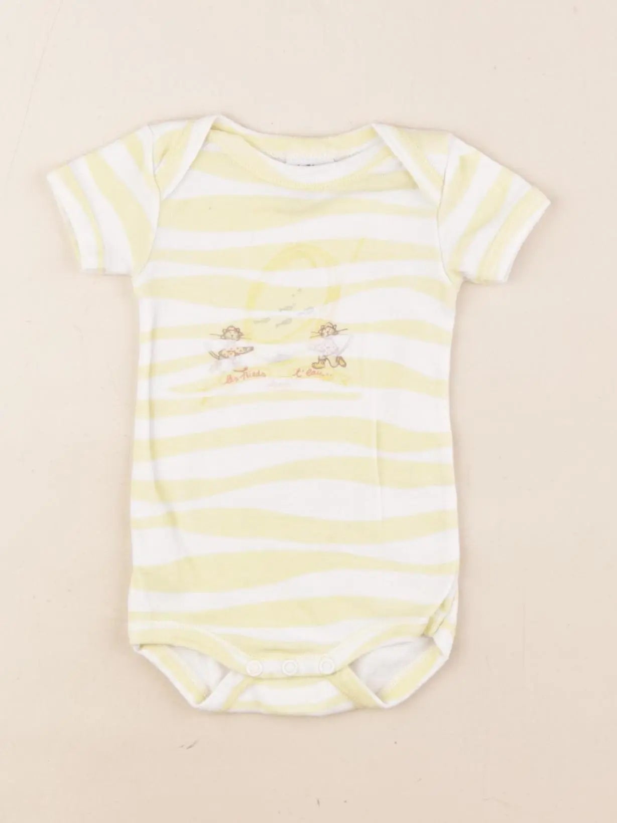 Petit Bateau - body jaune, blanc - 1 mois