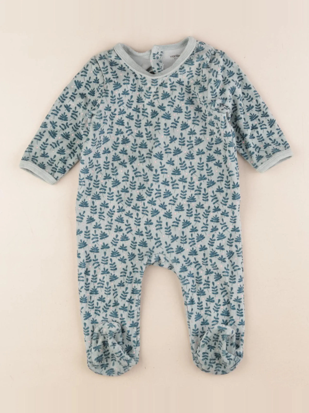 Vertbaudet - pyjama velours vert - 6 mois