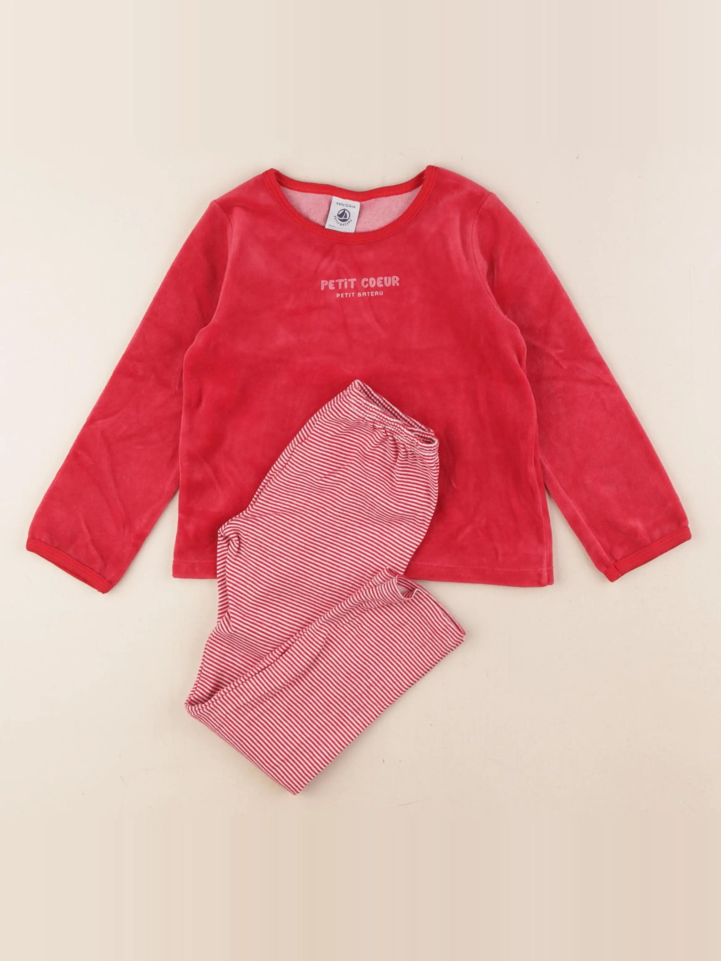 Petit Bateau - pyjama velours rouge - 4 ans