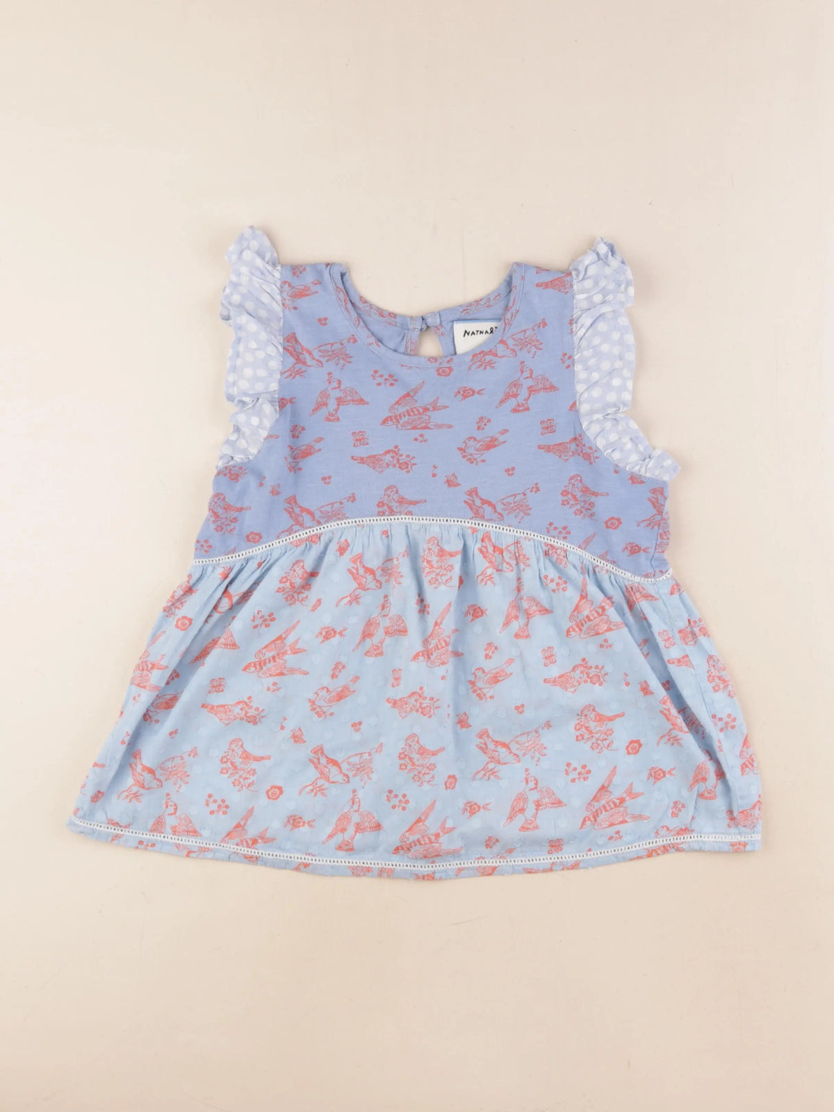 Monoprix - tee-shirt bleu, orange - 8/10 ans